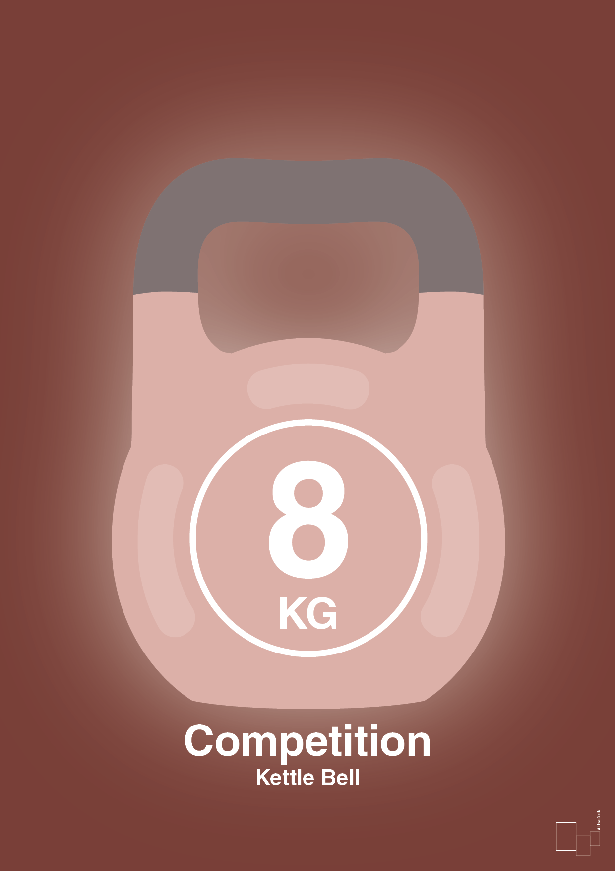 kettle bell 8 kg - competition color - Plakat med Grafik i Red Pepper