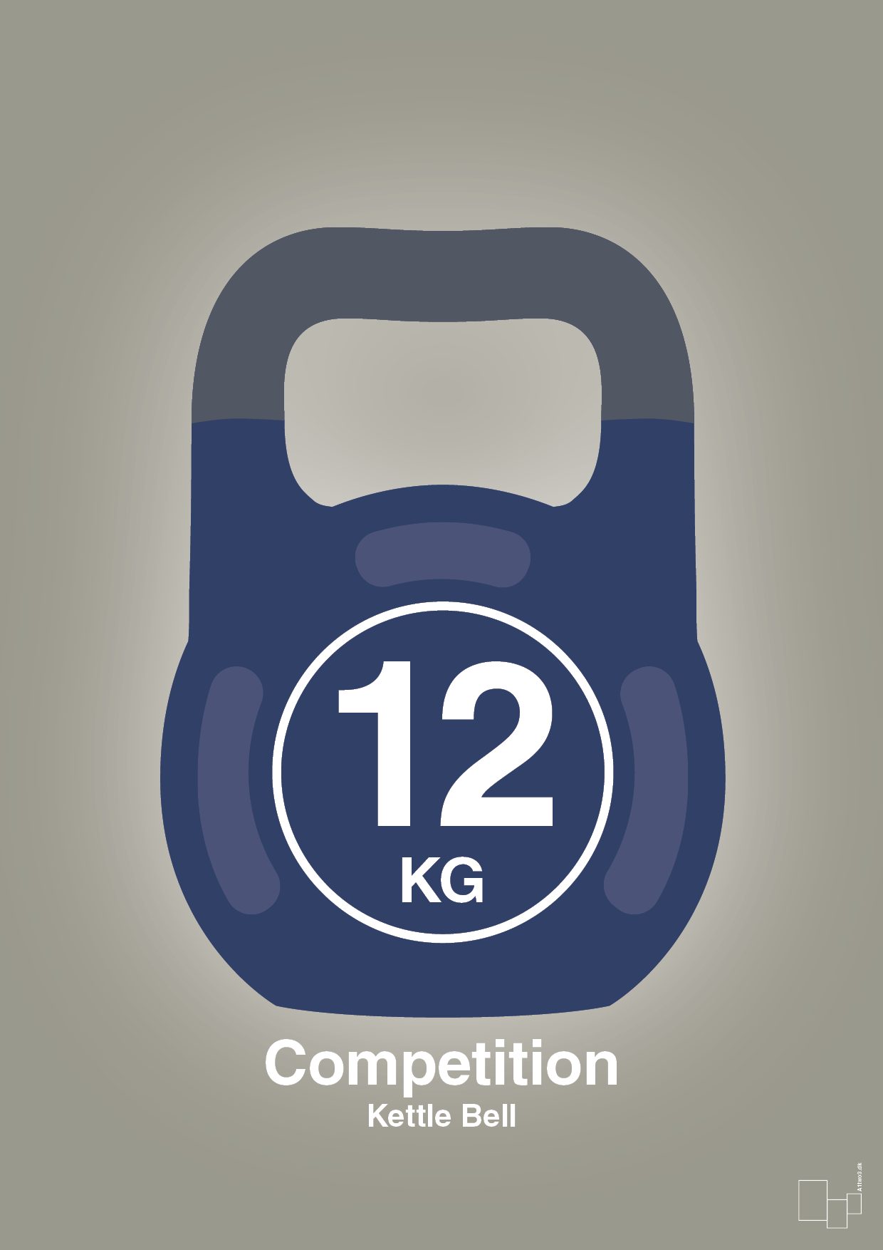 kettle bell 12 kg - competition color - Plakat med Grafik i Battleship Gray