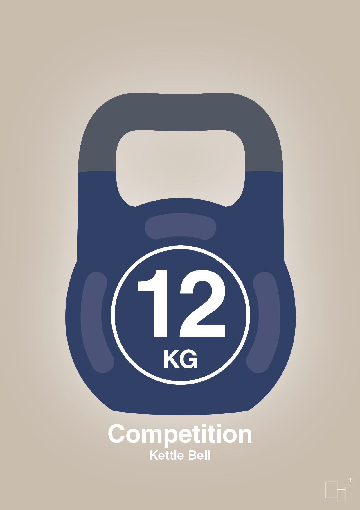 kettle bell 12 kg - competition color - Plakat med Grafik i Creamy Mushroom