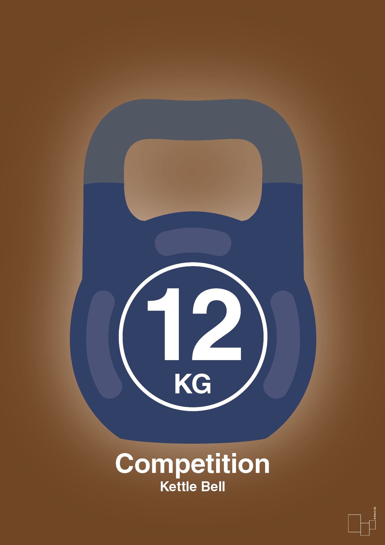 kettle bell 12 kg - competition color - Plakat med Grafik i Dark Brown