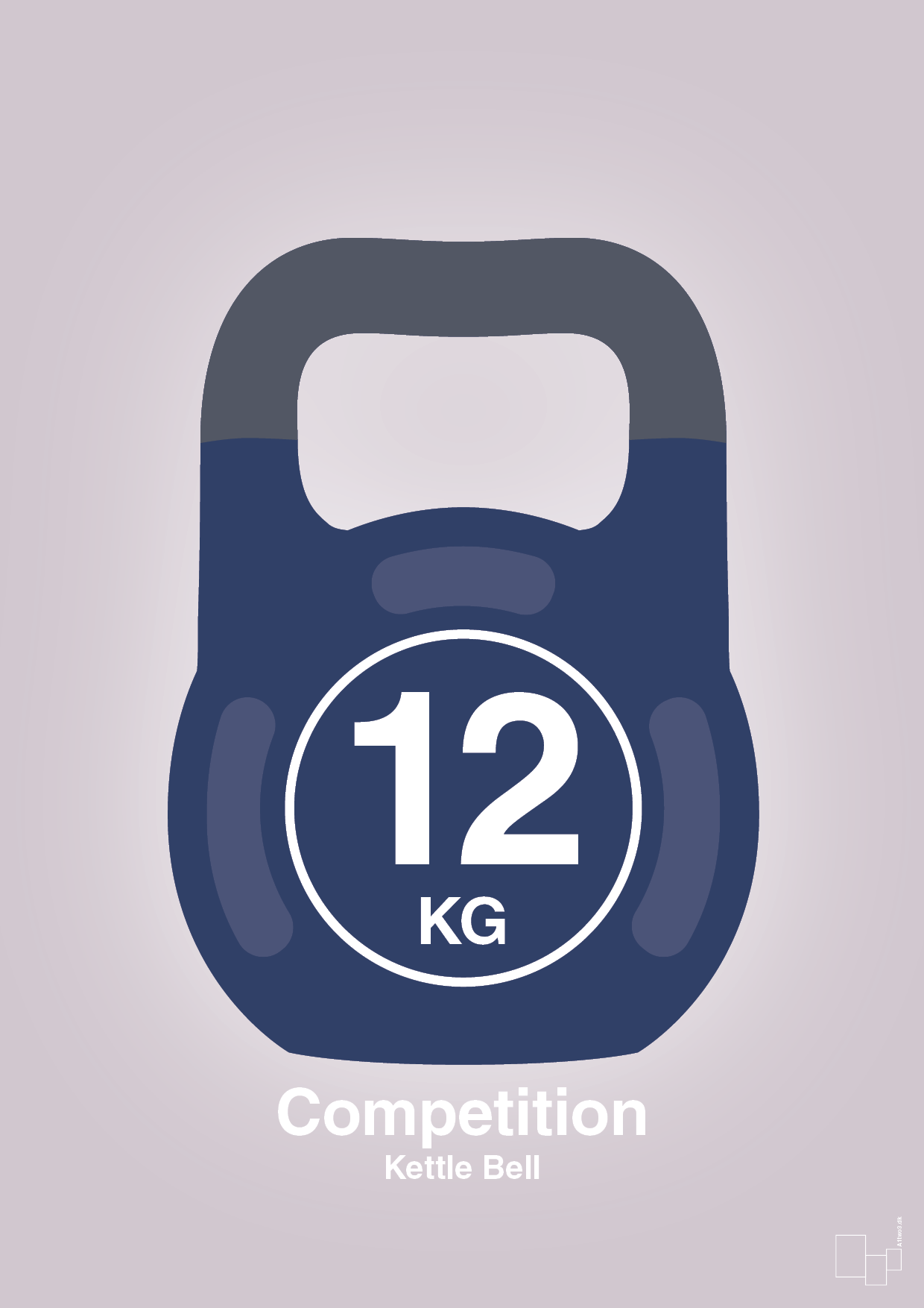 kettle bell 12 kg - competition color - Plakat med Grafik i Dusty Lilac