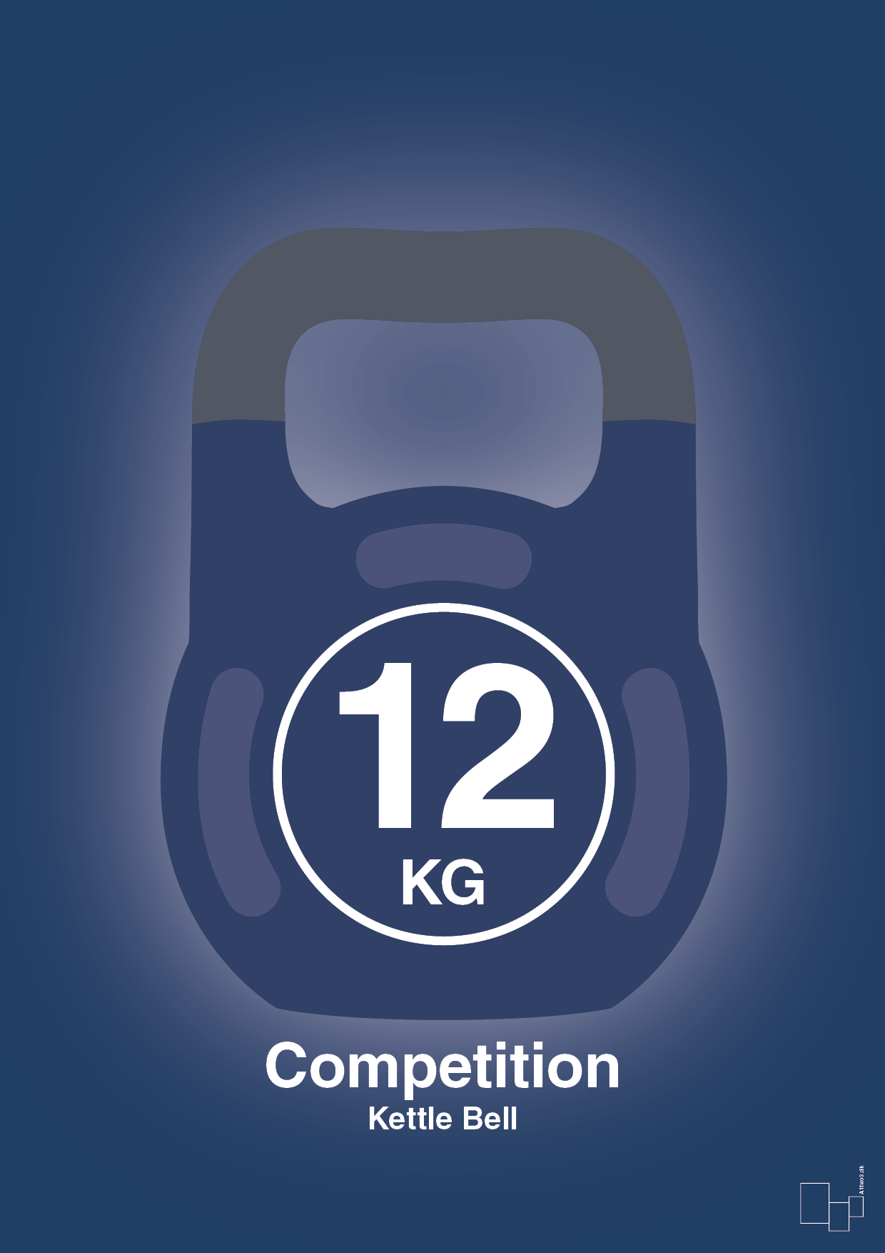 kettle bell 12 kg - competition color - Plakat med Grafik i Lapis Blue