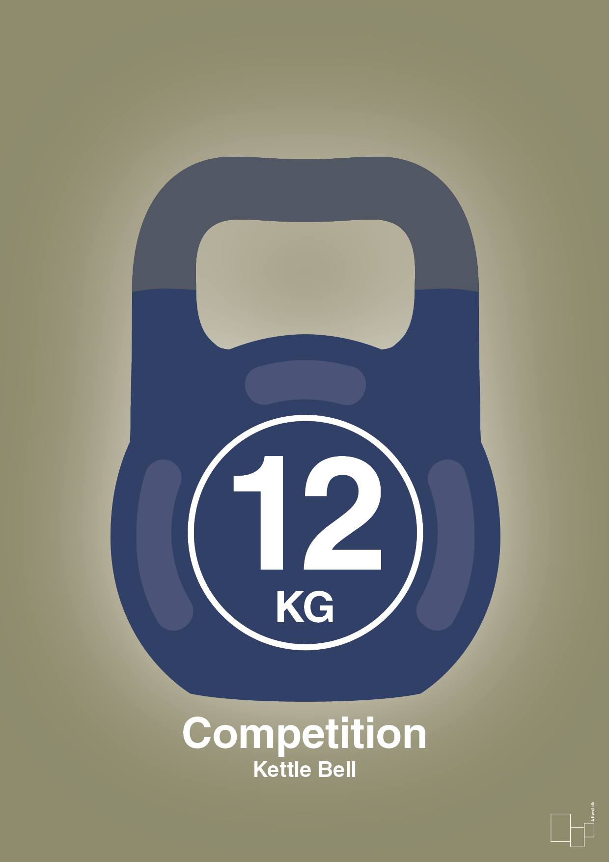 kettle bell 12 kg - competition color - Plakat med Grafik i Misty Forrest