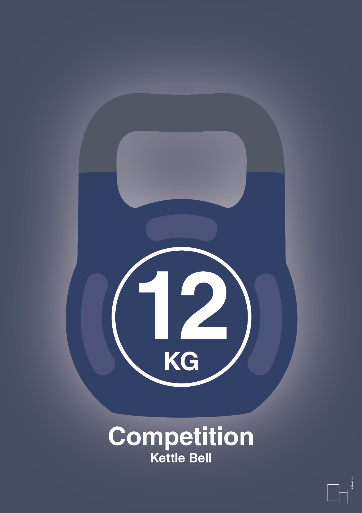 kettle bell 12 kg - competition color - Plakat med Grafik i Petrol