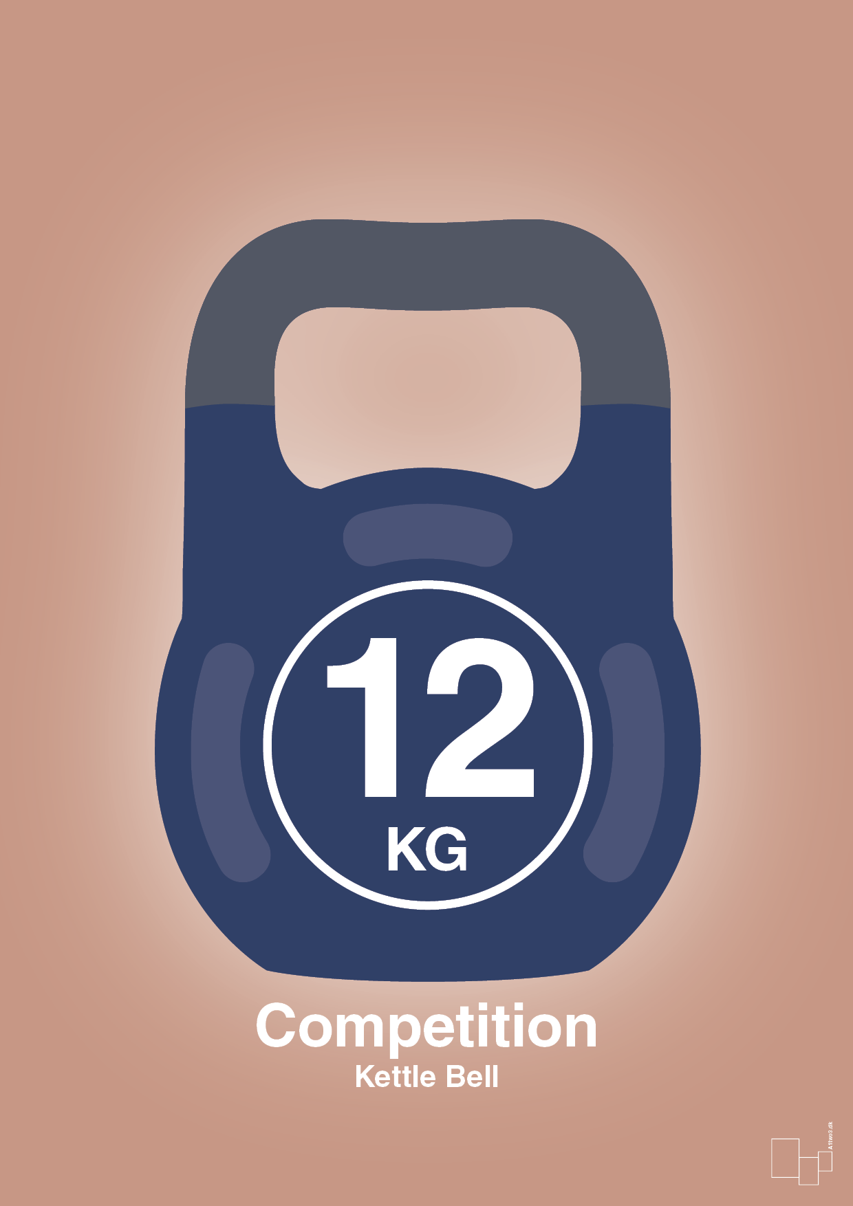 kettle bell 12 kg - competition color - Plakat med Grafik i Powder