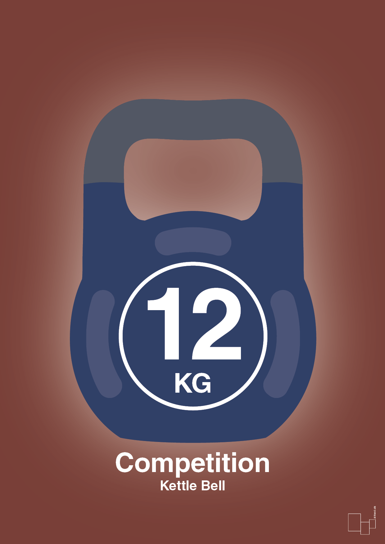 kettle bell 12 kg - competition color - Plakat med Grafik i Red Pepper