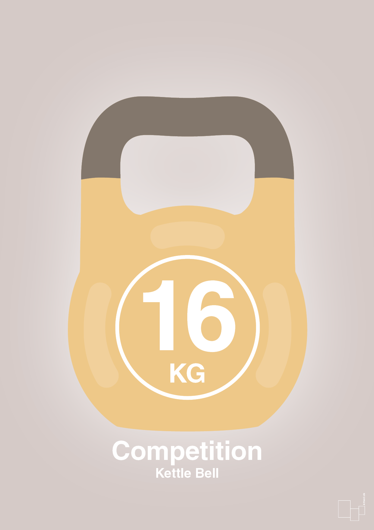 kettle bell 16 kg - competition color - Plakat med Grafik i Broken Beige