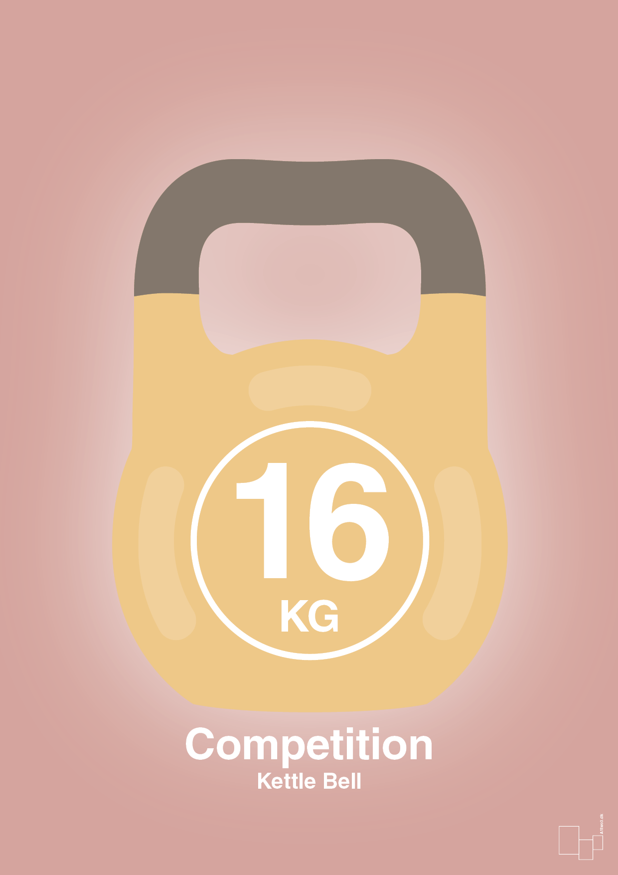 kettle bell 16 kg - competition color - Plakat med Grafik i Bubble Shell