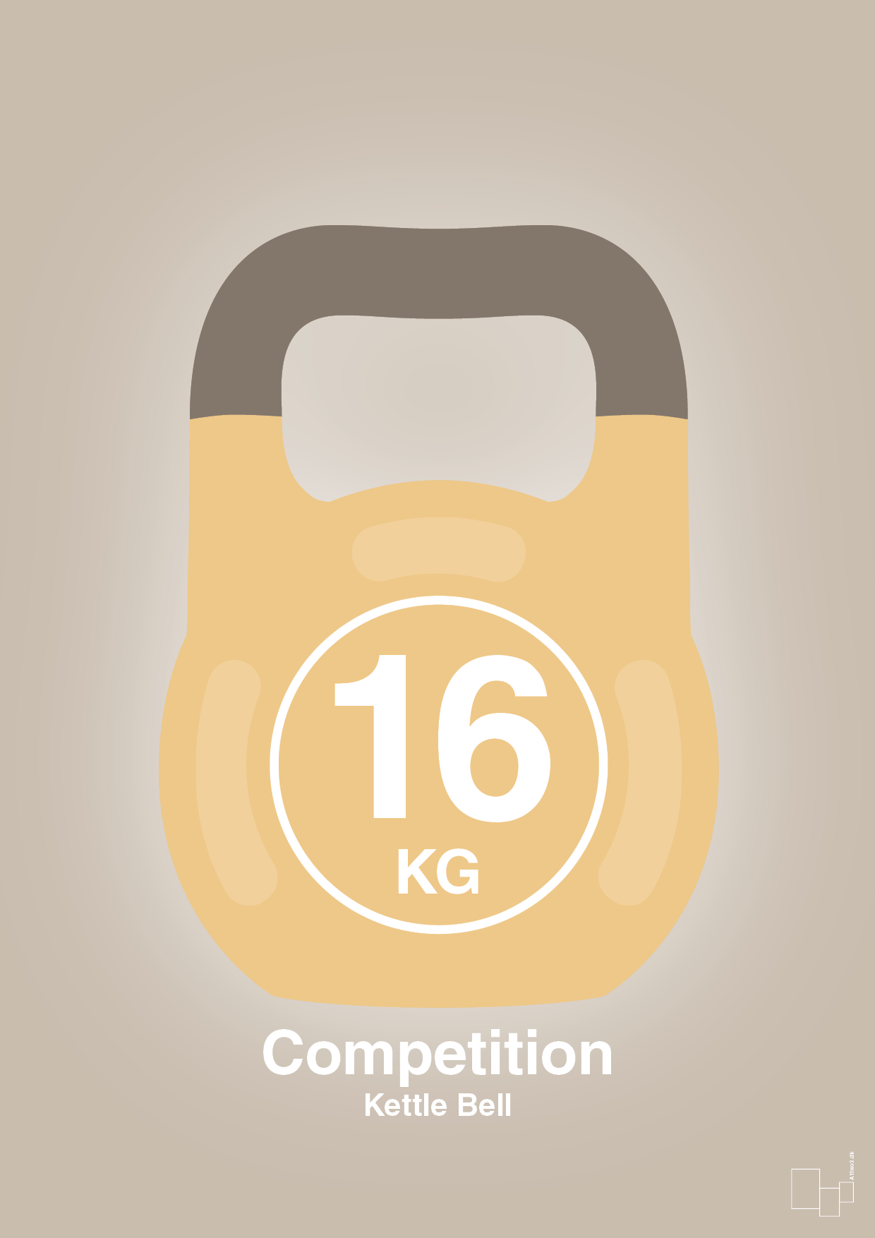 kettle bell 16 kg - competition color - Plakat med Grafik i Creamy Mushroom