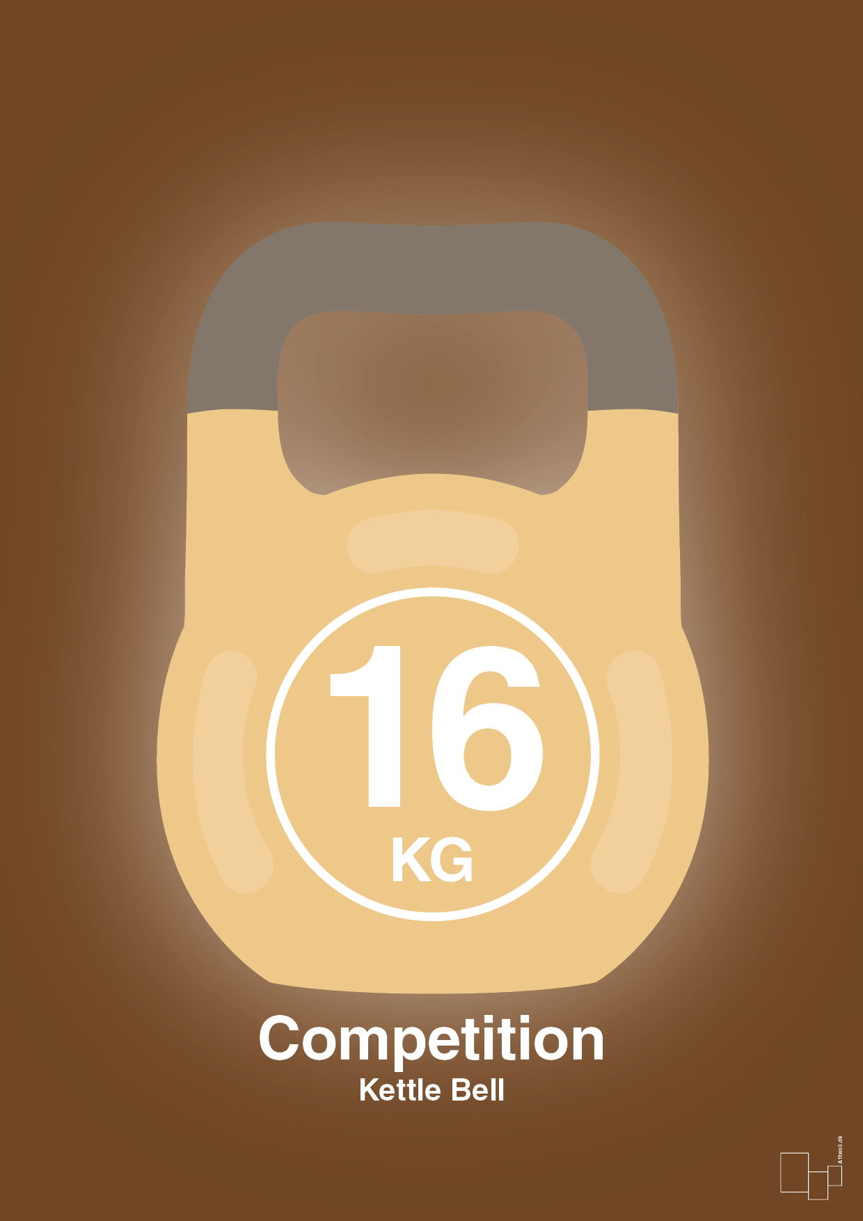 kettle bell 16 kg - competition color - Plakat med Grafik i Dark Brown