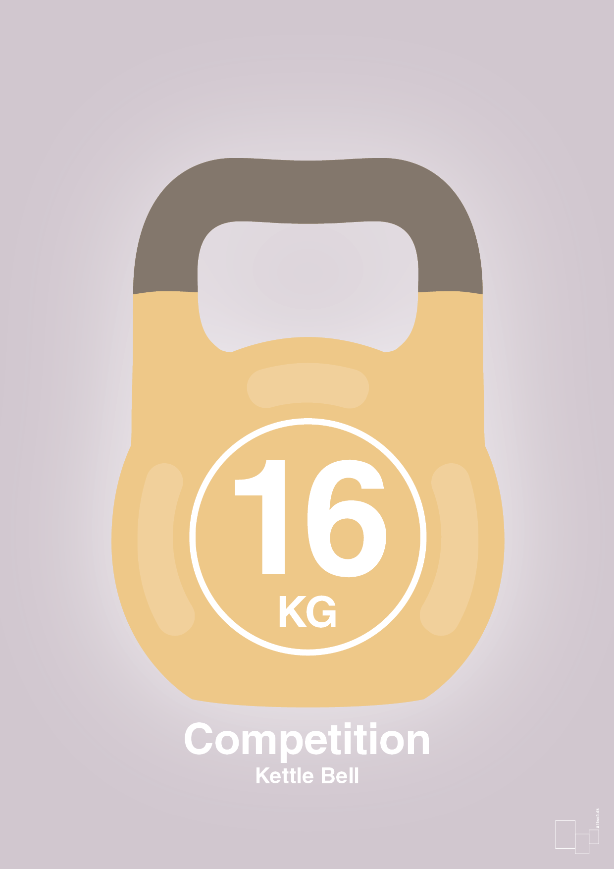kettle bell 16 kg - competition color - Plakat med Grafik i Dusty Lilac