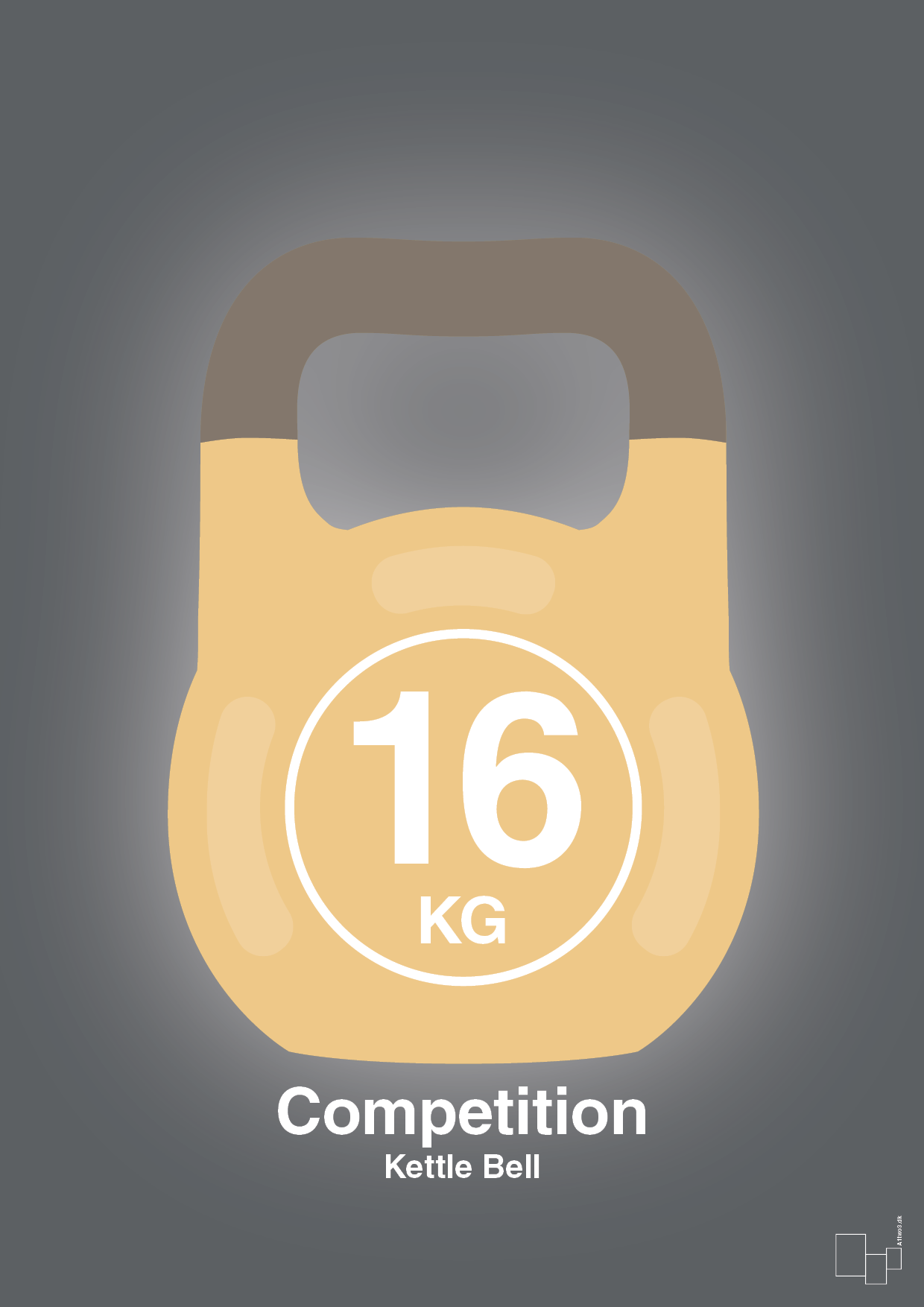 kettle bell 16 kg - competition color - Plakat med Grafik i Graphic Charcoal