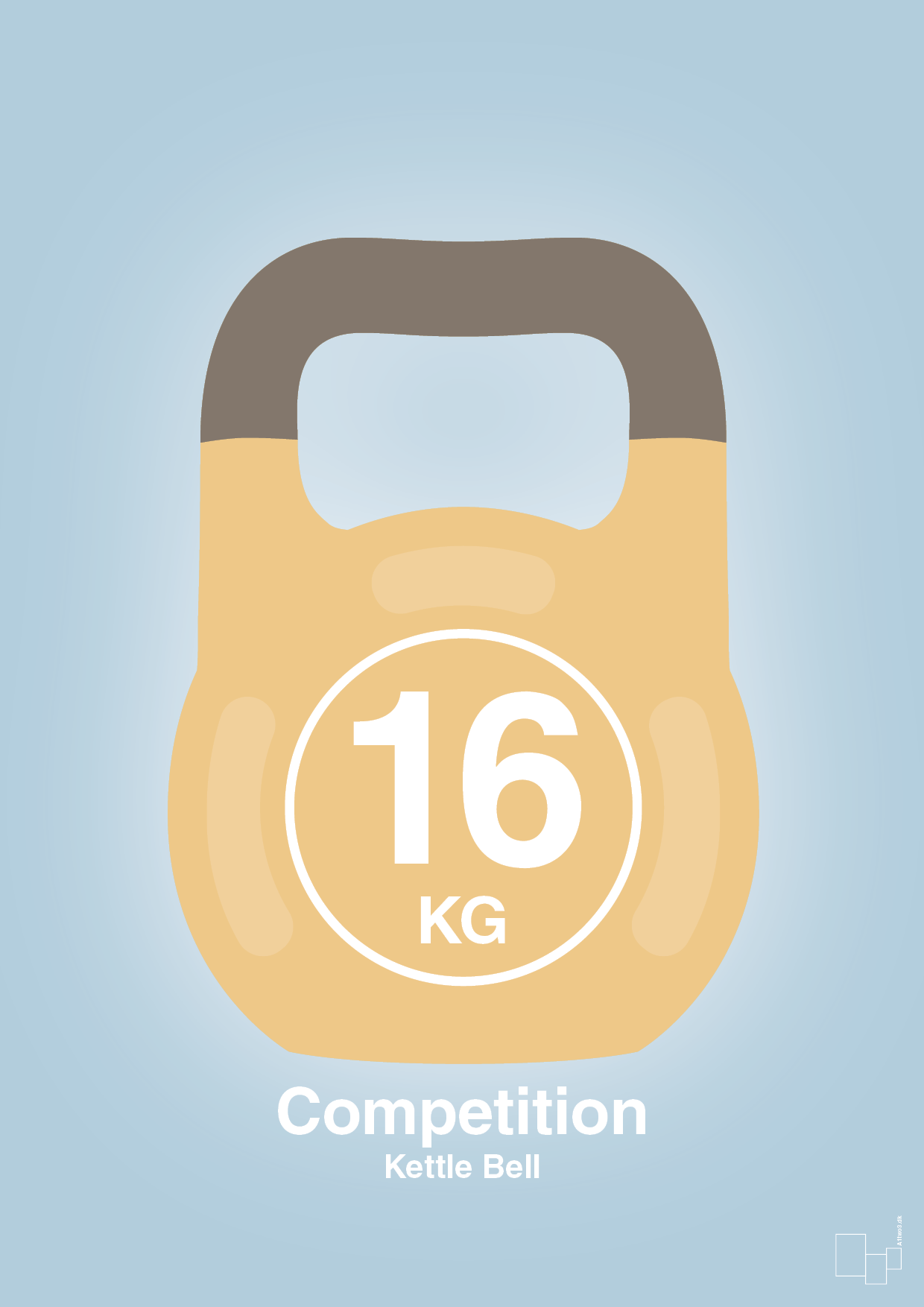 kettle bell 16 kg - competition color - Plakat med Grafik i Heavenly Blue