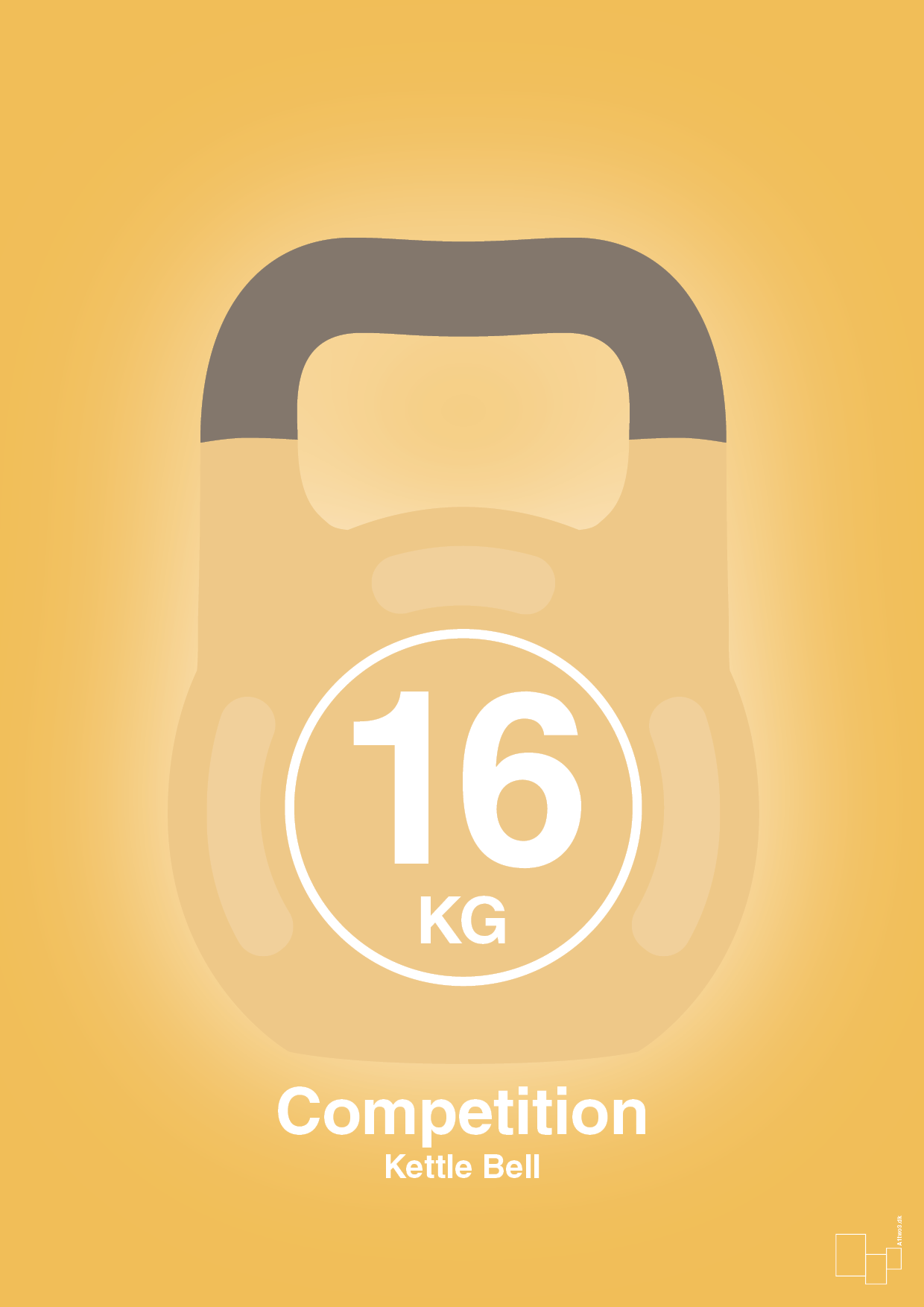 kettle bell 16 kg - competition color - Plakat med Grafik i Honeycomb