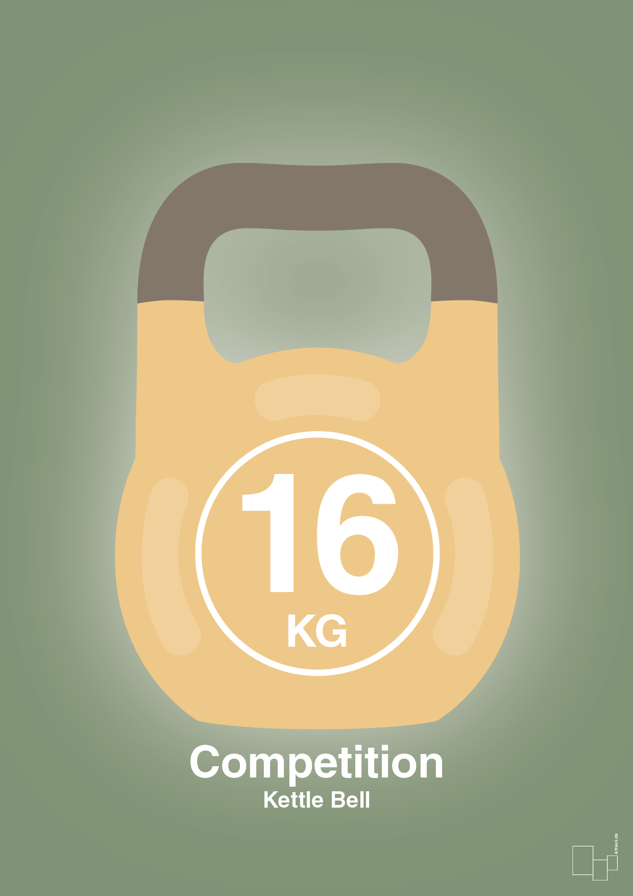 kettle bell 16 kg - competition color - Plakat med Grafik i Jade