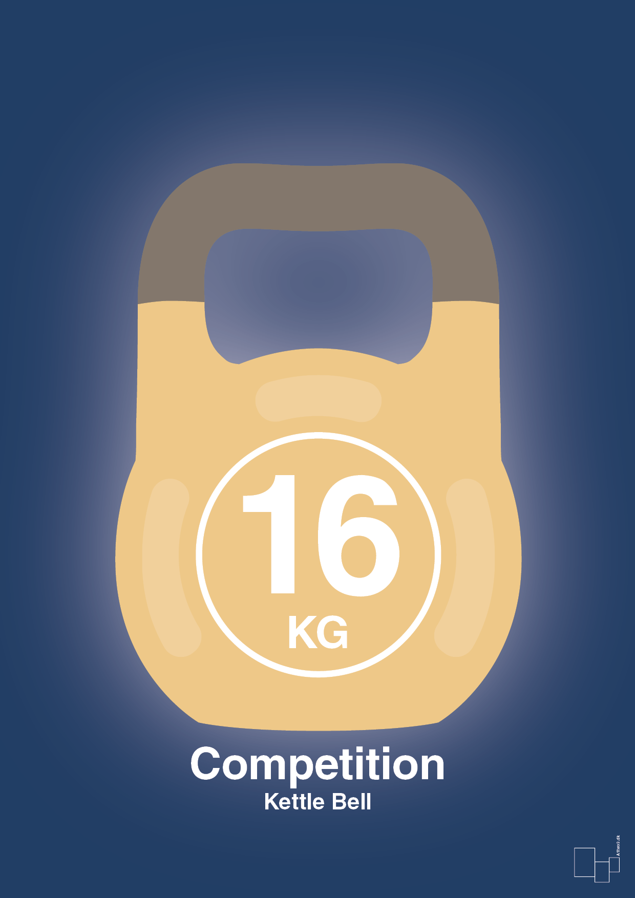 kettle bell 16 kg - competition color - Plakat med Grafik i Lapis Blue