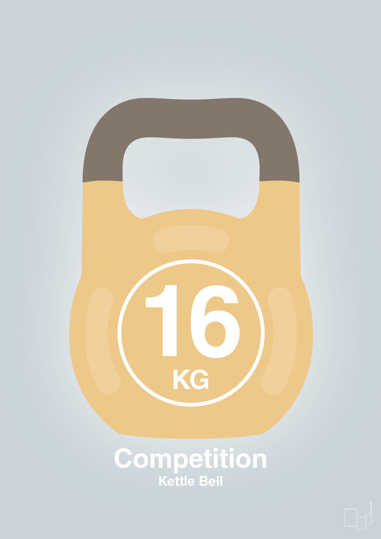 kettle bell 16 kg - competition color - Plakat med Grafik i Light Drizzle