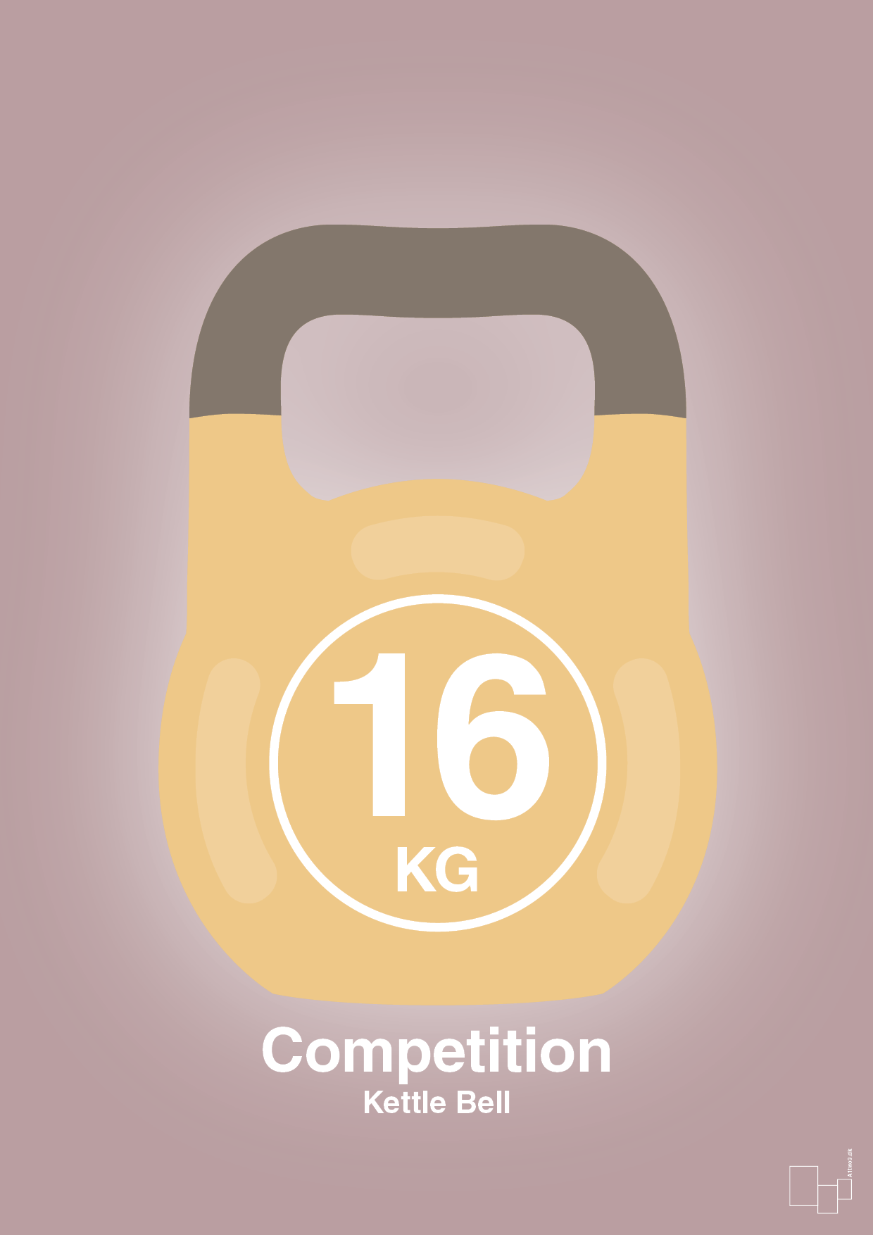 kettle bell 16 kg - competition color - Plakat med Grafik i Light Rose