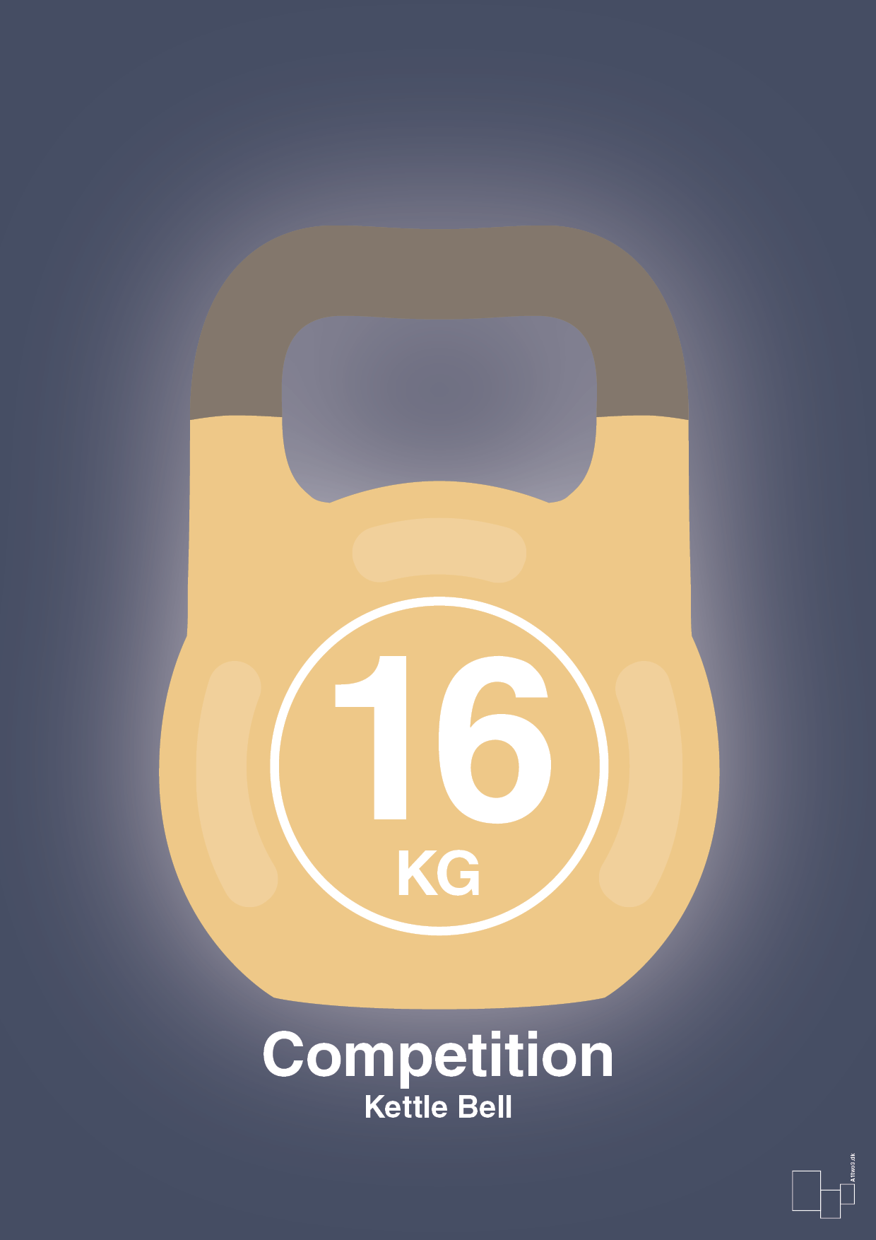 kettle bell 16 kg - competition color - Plakat med Grafik i Petrol