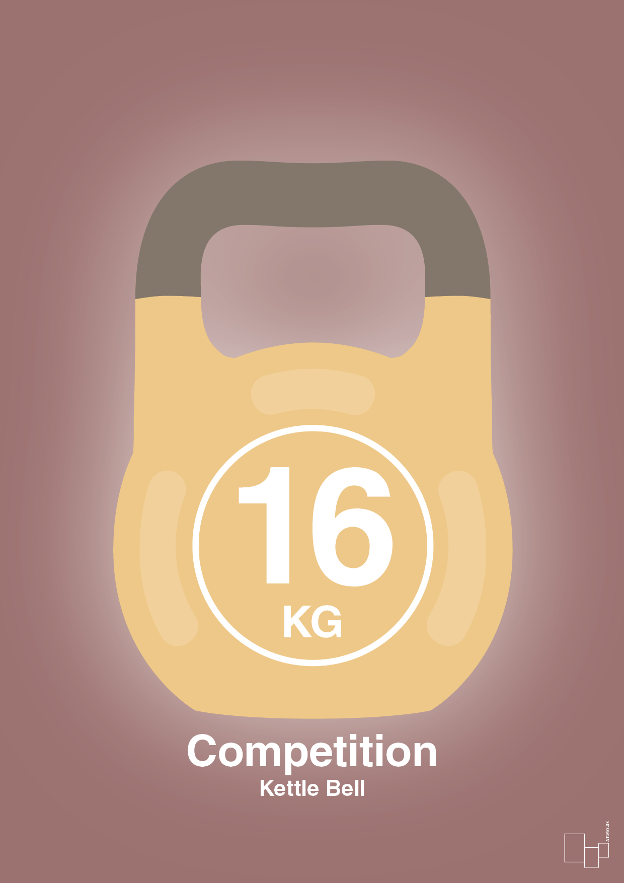 kettle bell 16 kg - competition color - Plakat med Grafik i Plum