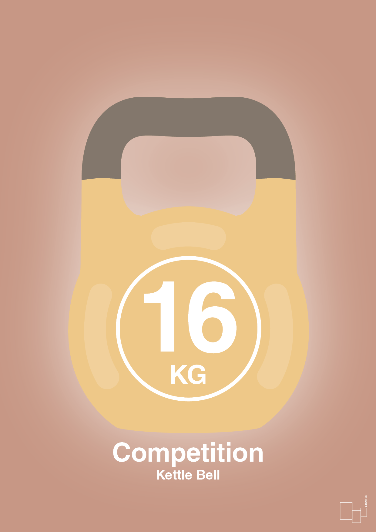 kettle bell 16 kg - competition color - Plakat med Grafik i Powder