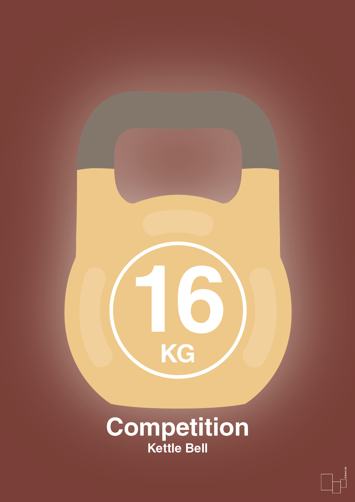 kettle bell 16 kg - competition color - Plakat med Grafik i Red Pepper