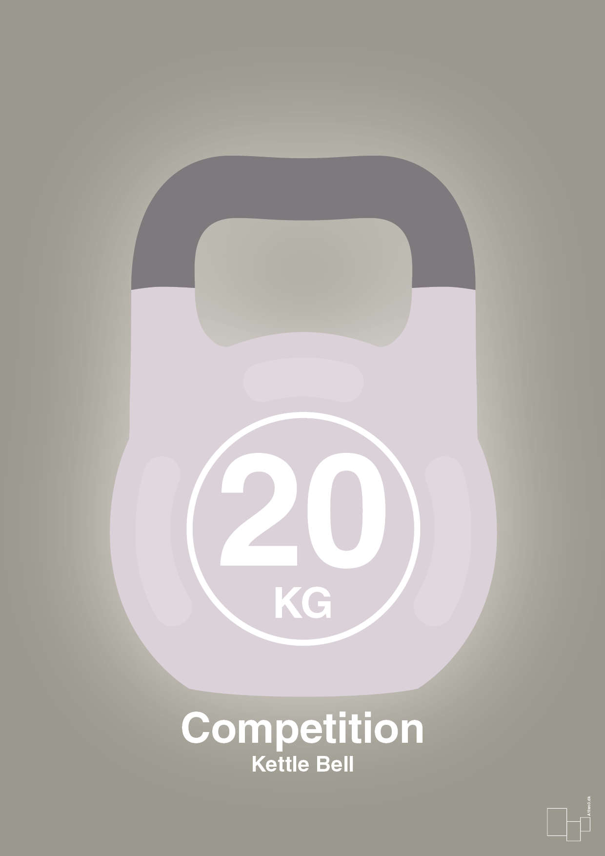 kettle bell 20 kg - competition color - Plakat med Grafik i Battleship Gray