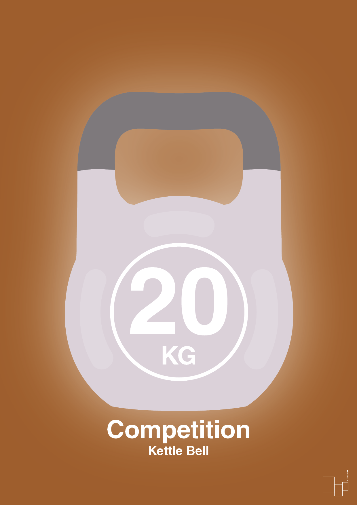 kettle bell 20 kg - competition color - Plakat med Grafik i Cognac