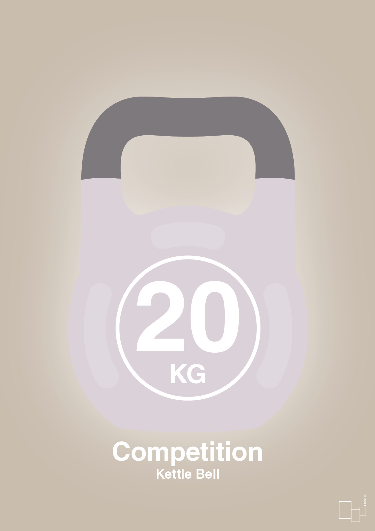 kettle bell 20 kg - competition color - Plakat med Grafik i Creamy Mushroom
