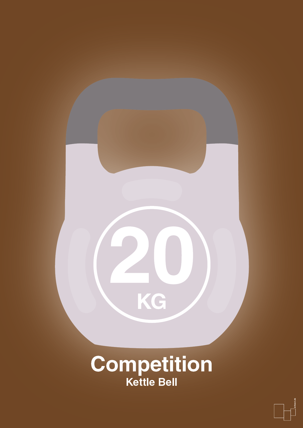kettle bell 20 kg - competition color - Plakat med Grafik i Dark Brown