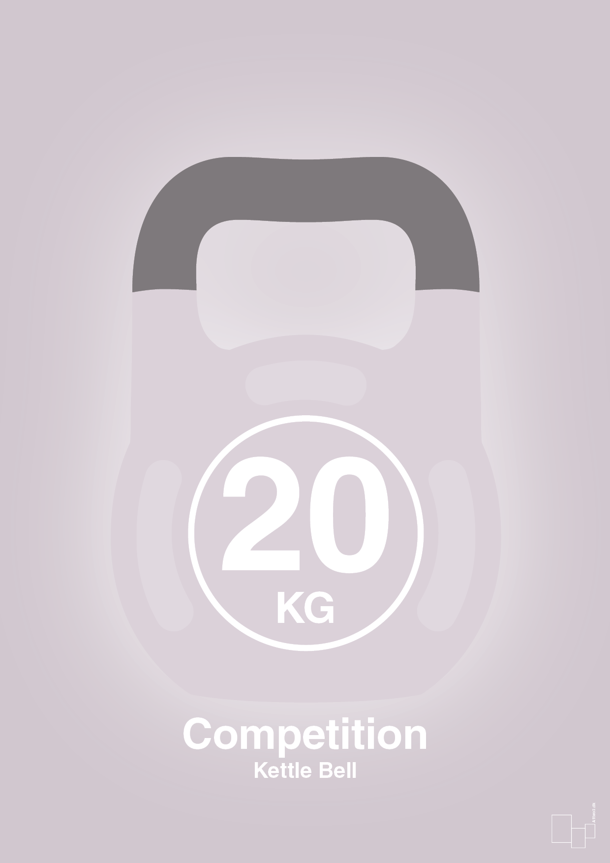 kettle bell 20 kg - competition color - Plakat med Grafik i Dusty Lilac