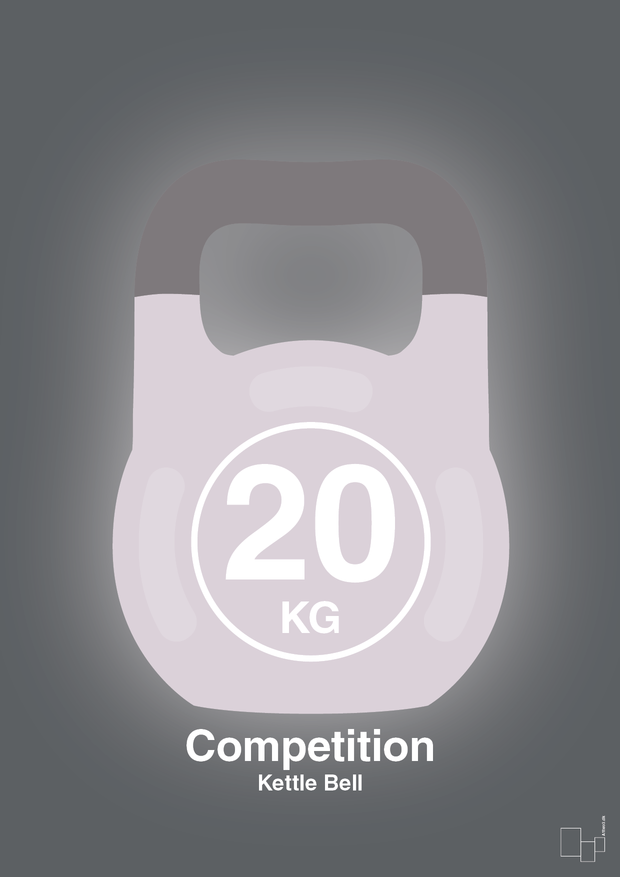kettle bell 20 kg - competition color - Plakat med Grafik i Graphic Charcoal