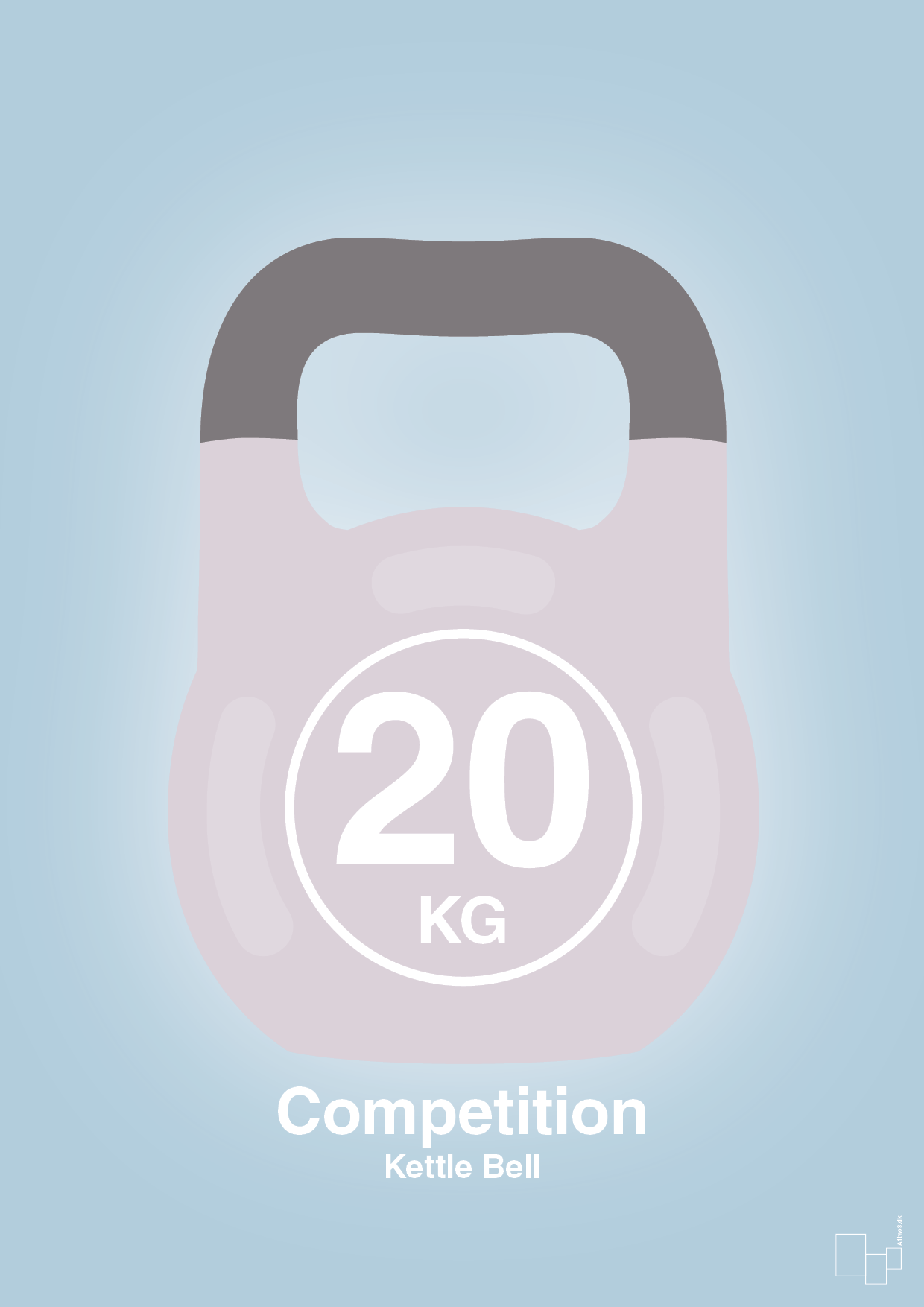 kettle bell 20 kg - competition color - Plakat med Grafik i Heavenly Blue