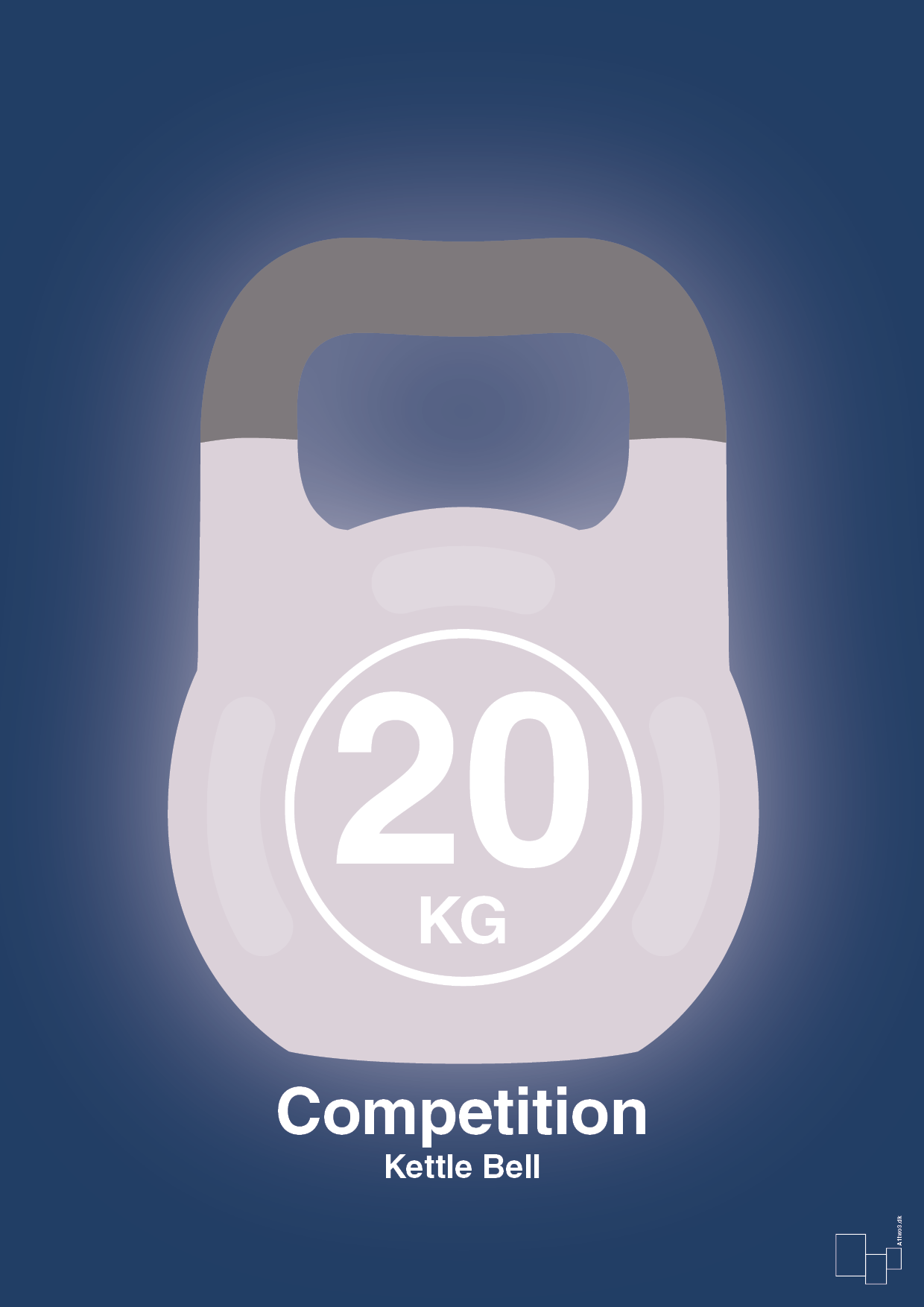 kettle bell 20 kg - competition color - Plakat med Grafik i Lapis Blue
