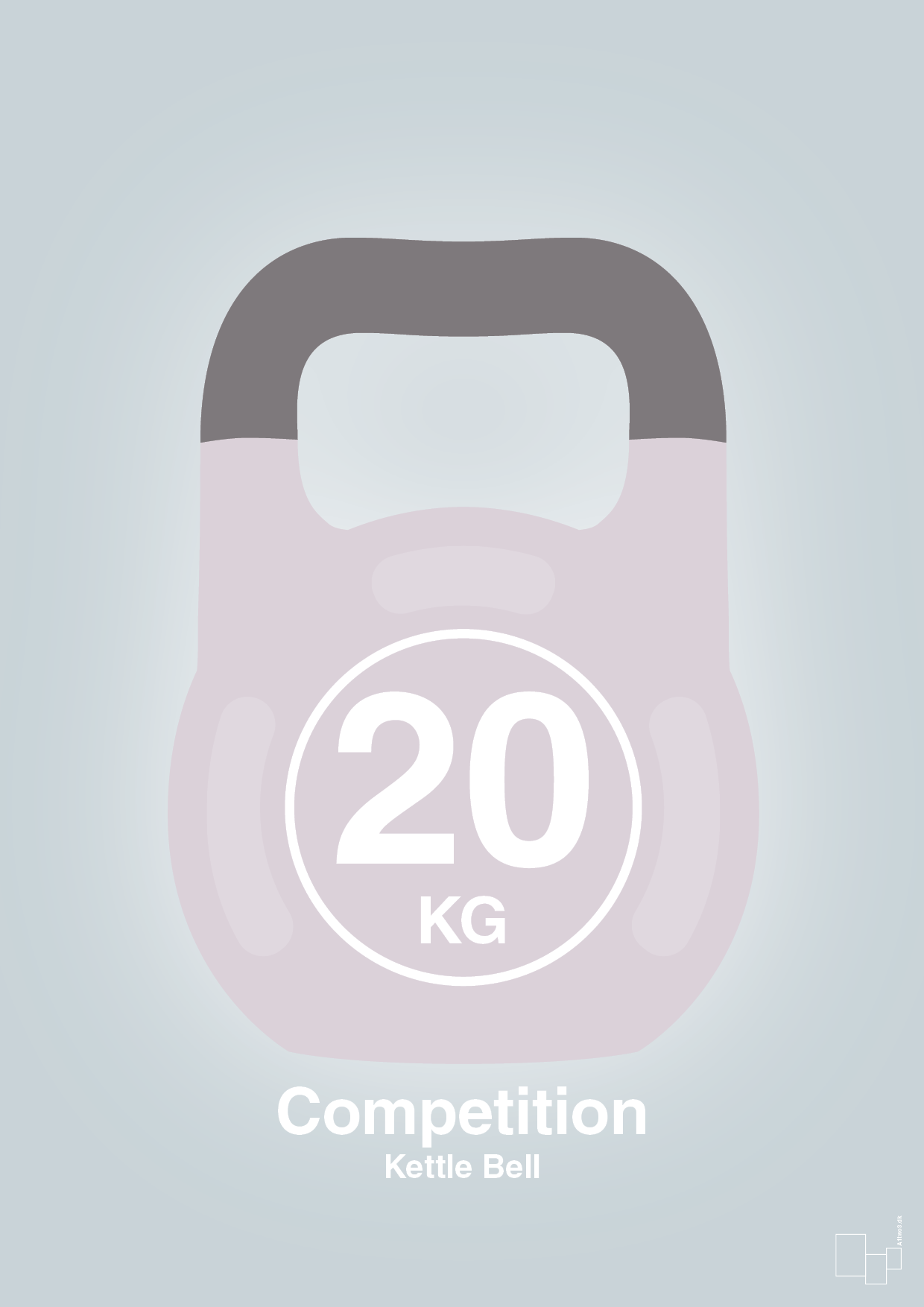 kettle bell 20 kg - competition color - Plakat med Grafik i Light Drizzle