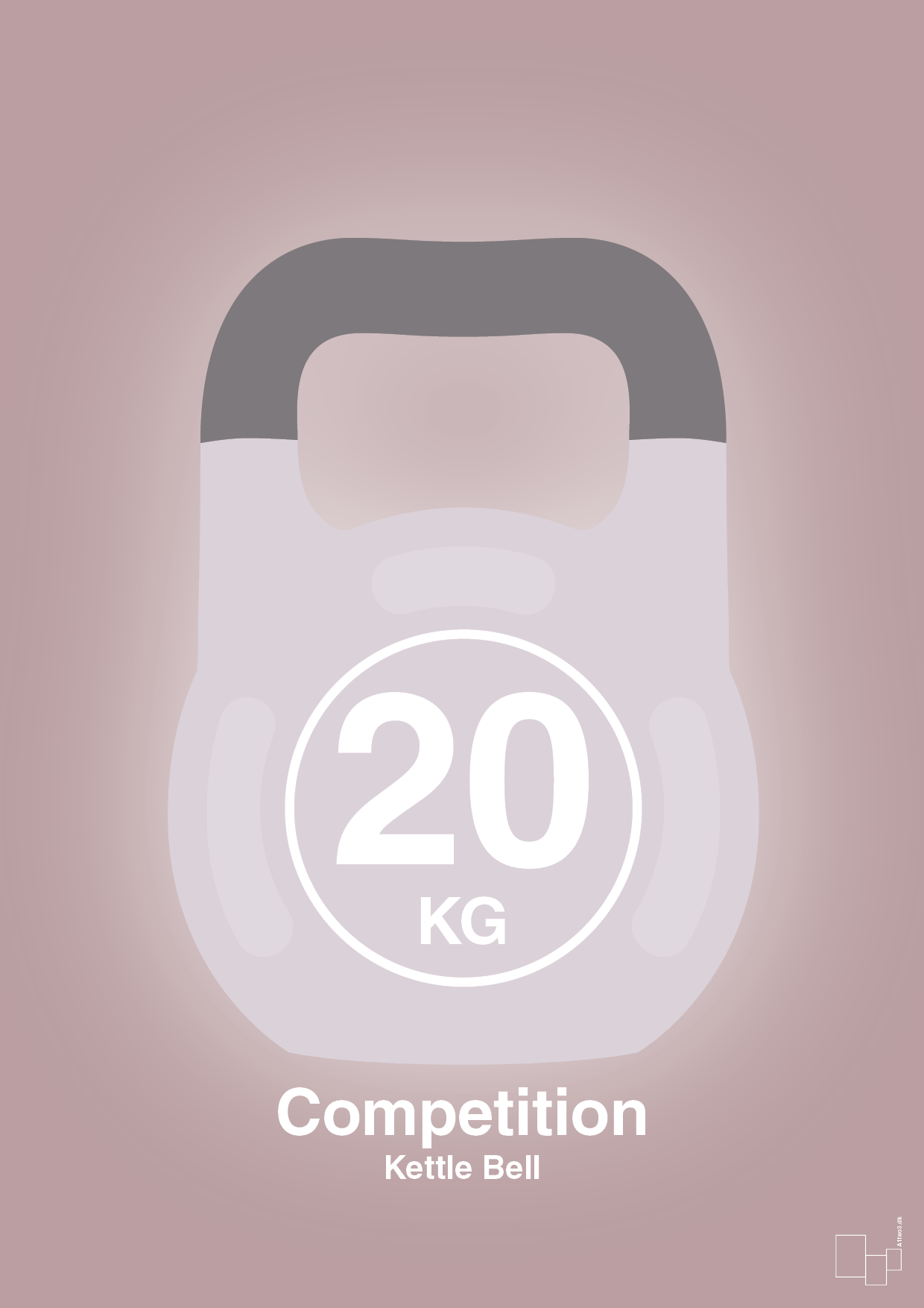 kettle bell 20 kg - competition color - Plakat med Grafik i Light Rose