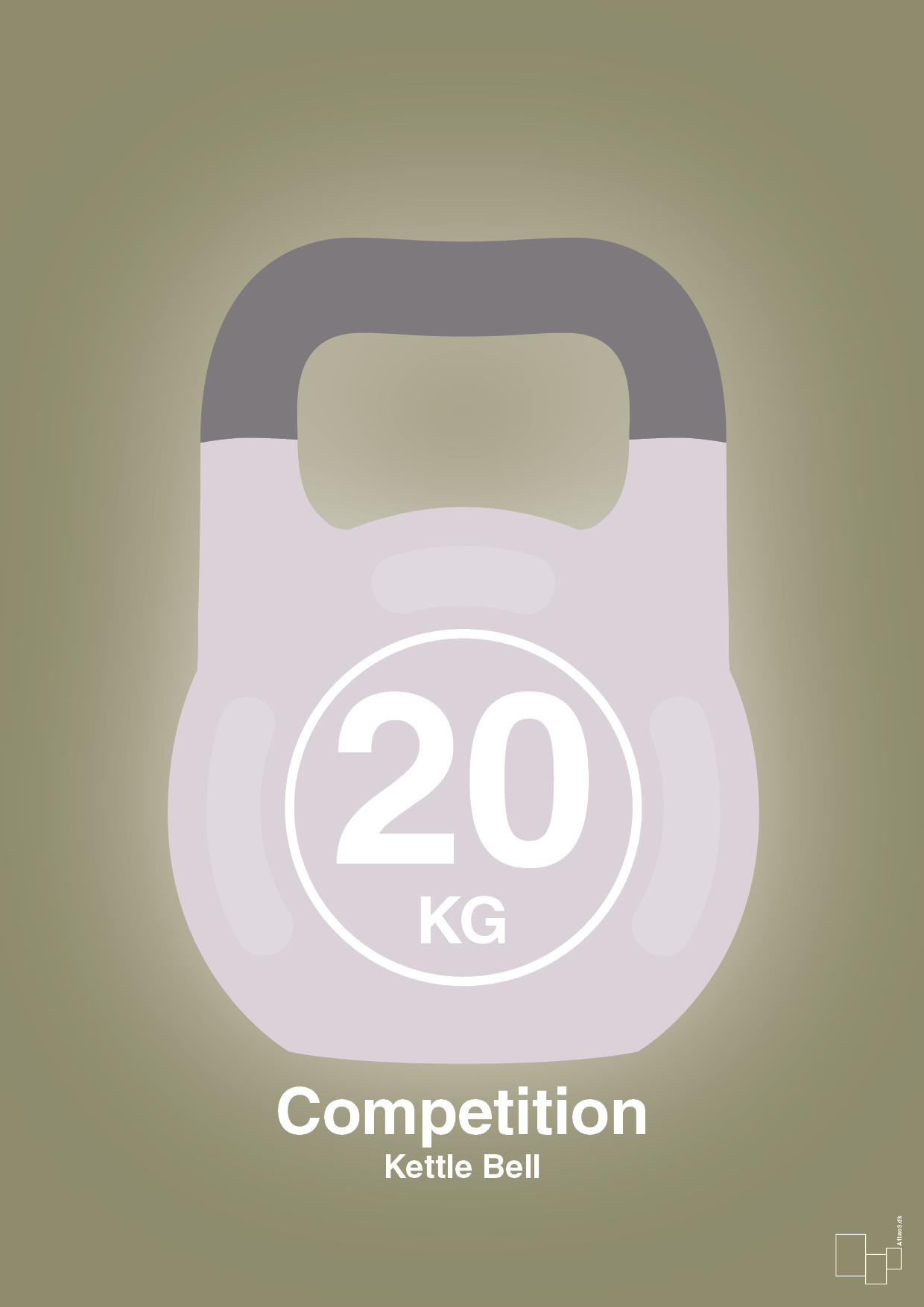 kettle bell 20 kg - competition color - Plakat med Grafik i Misty Forrest