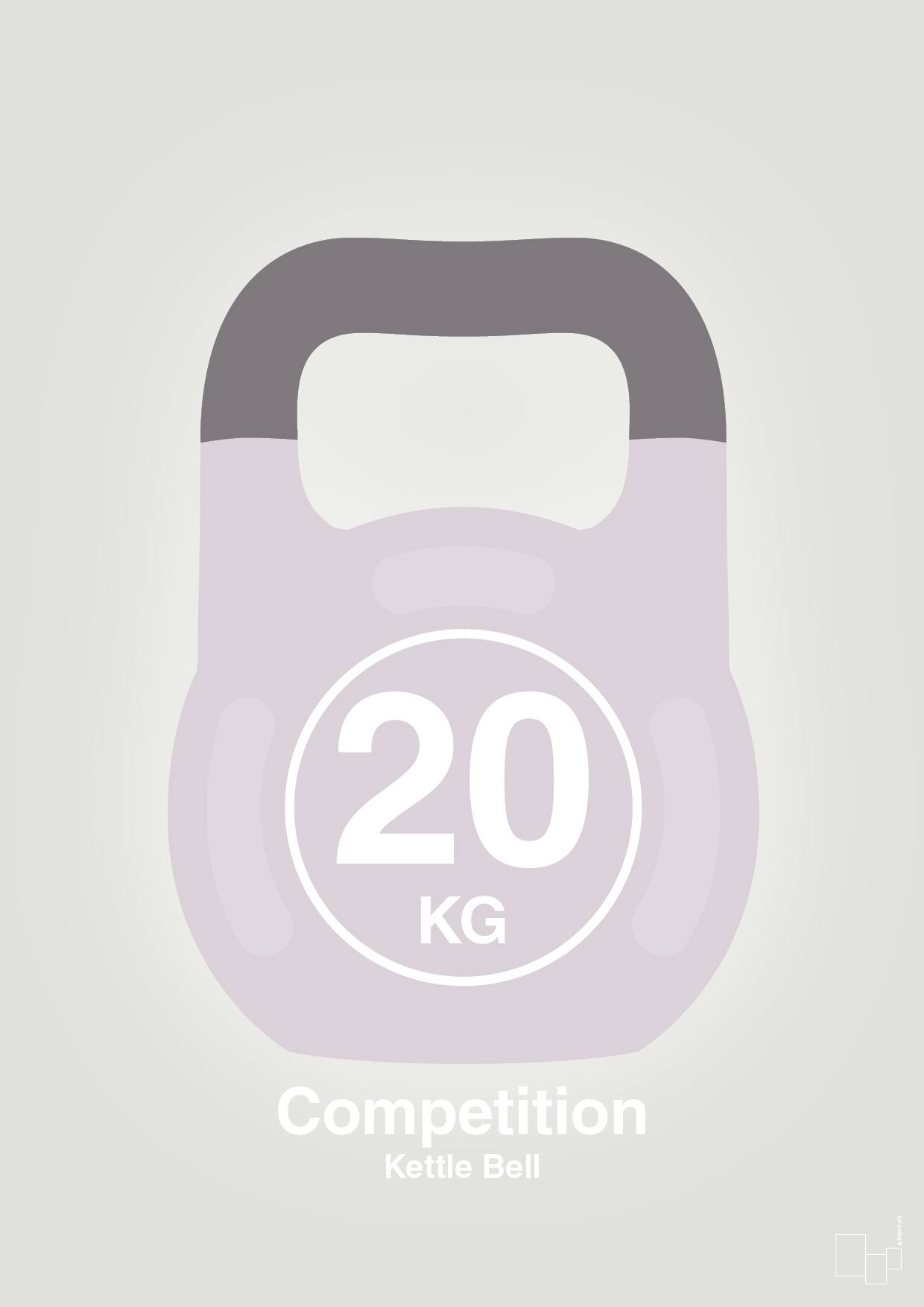 kettle bell 20 kg - competition color - Plakat med Grafik i Painters White