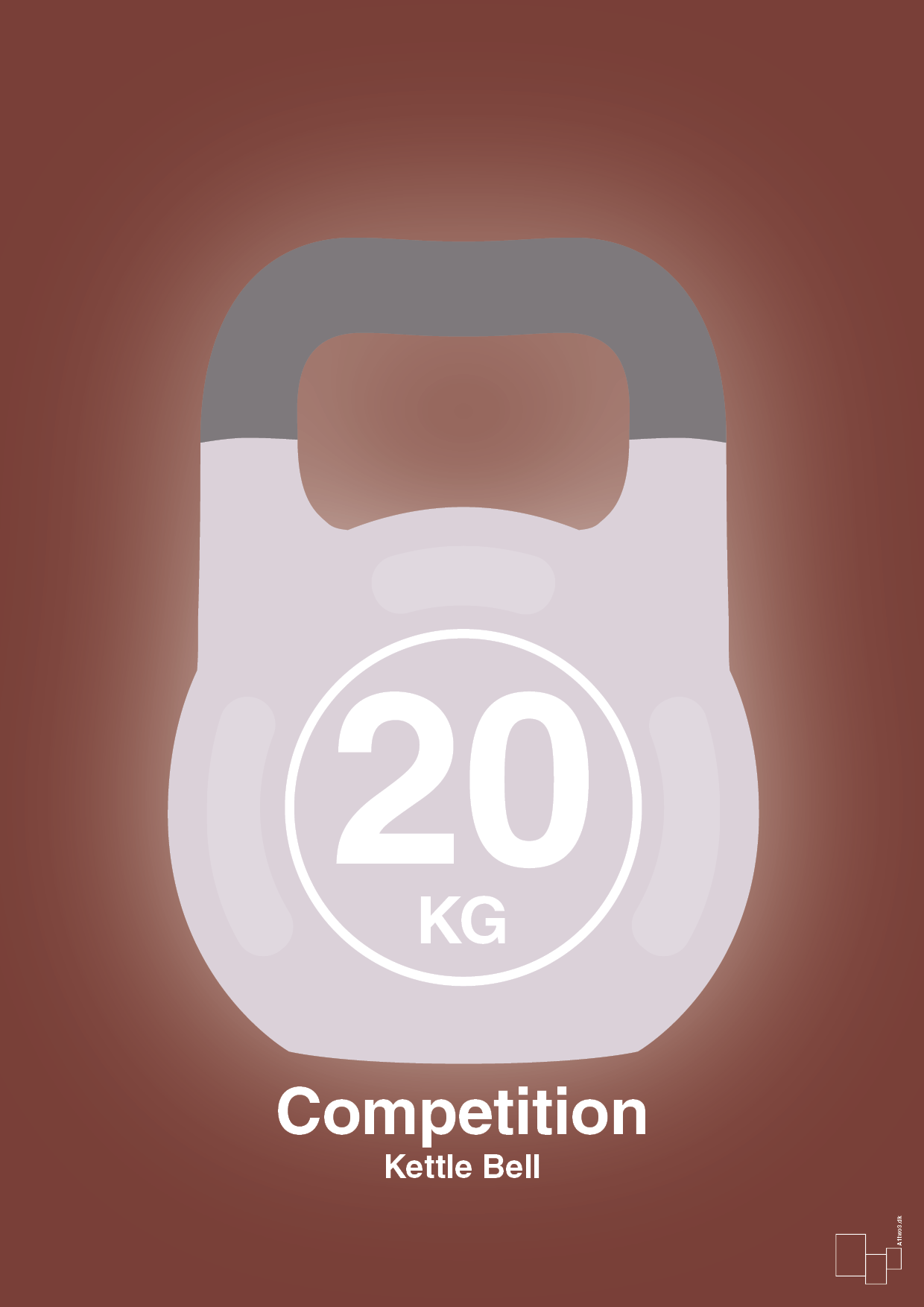kettle bell 20 kg - competition color - Plakat med Grafik i Red Pepper