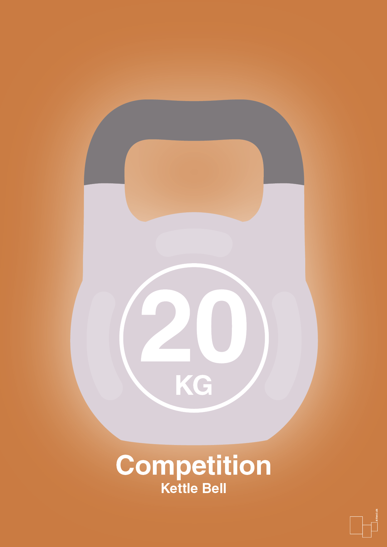 kettle bell 20 kg - competition color - Plakat med Grafik i Rumba Orange