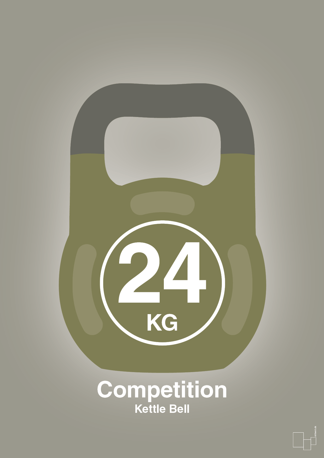 kettle bell 24 kg - competition color - Plakat med Grafik i Battleship Gray