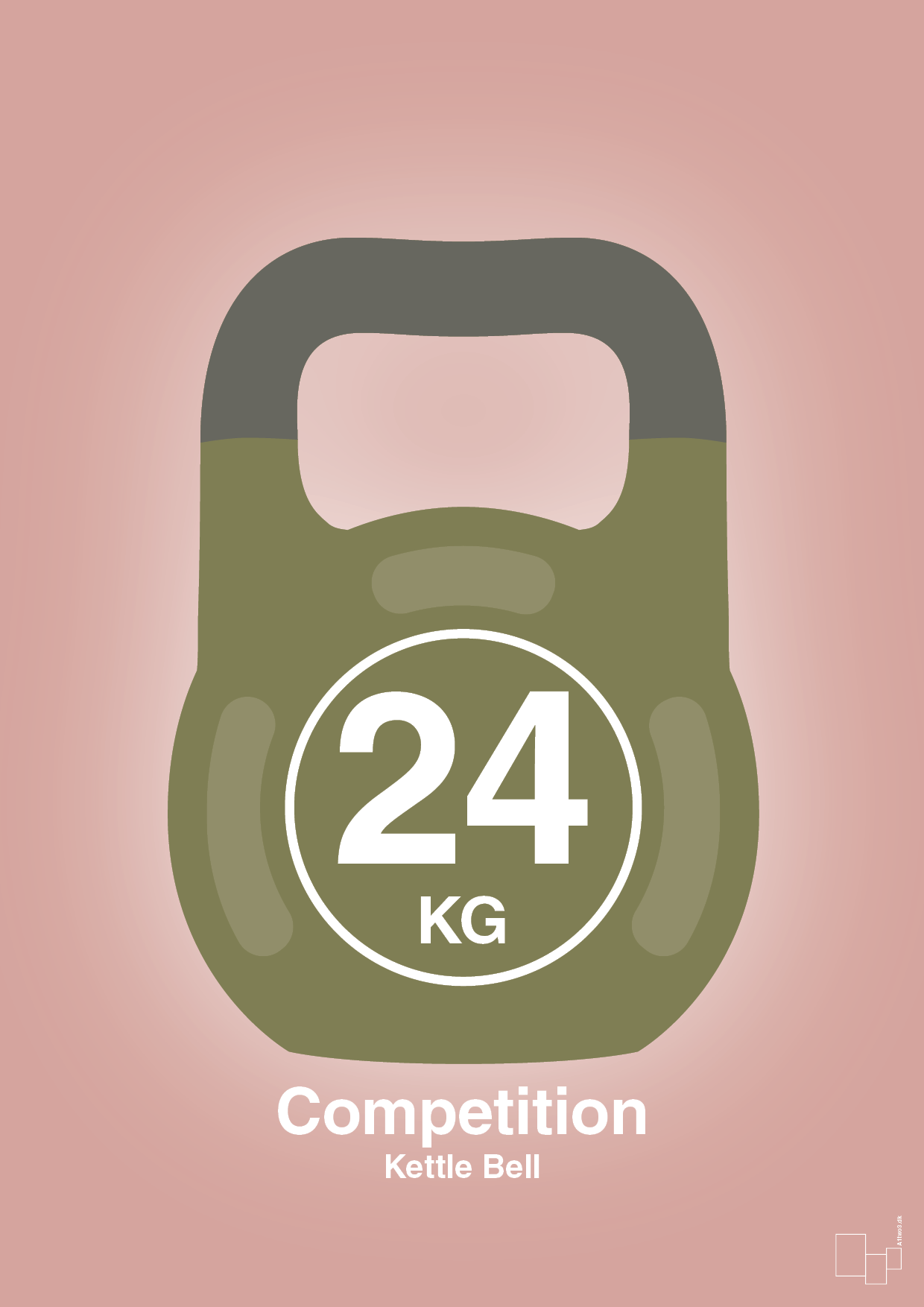 kettle bell 24 kg - competition color - Plakat med Grafik i Bubble Shell