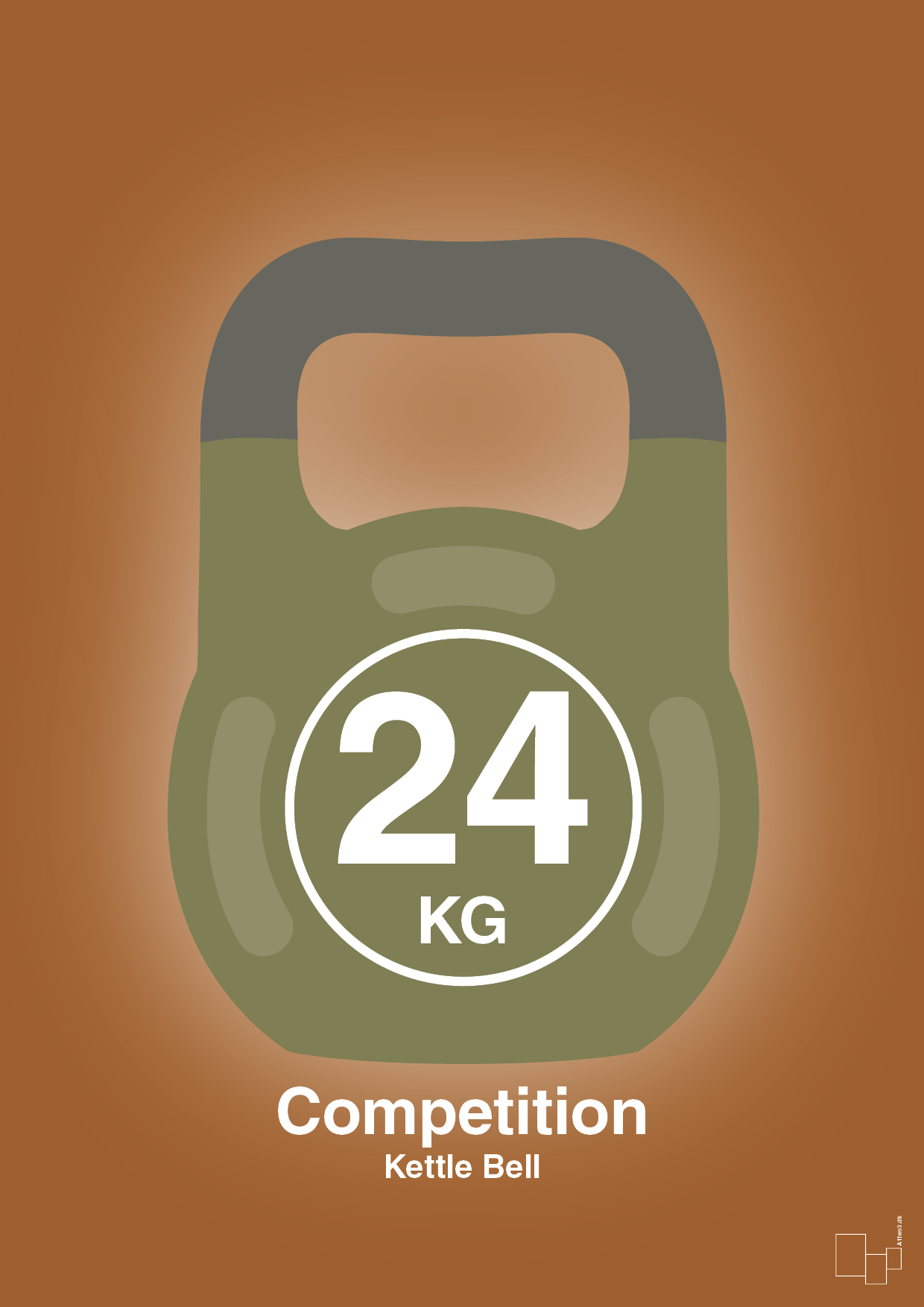 kettle bell 24 kg - competition color - Plakat med Grafik i Cognac