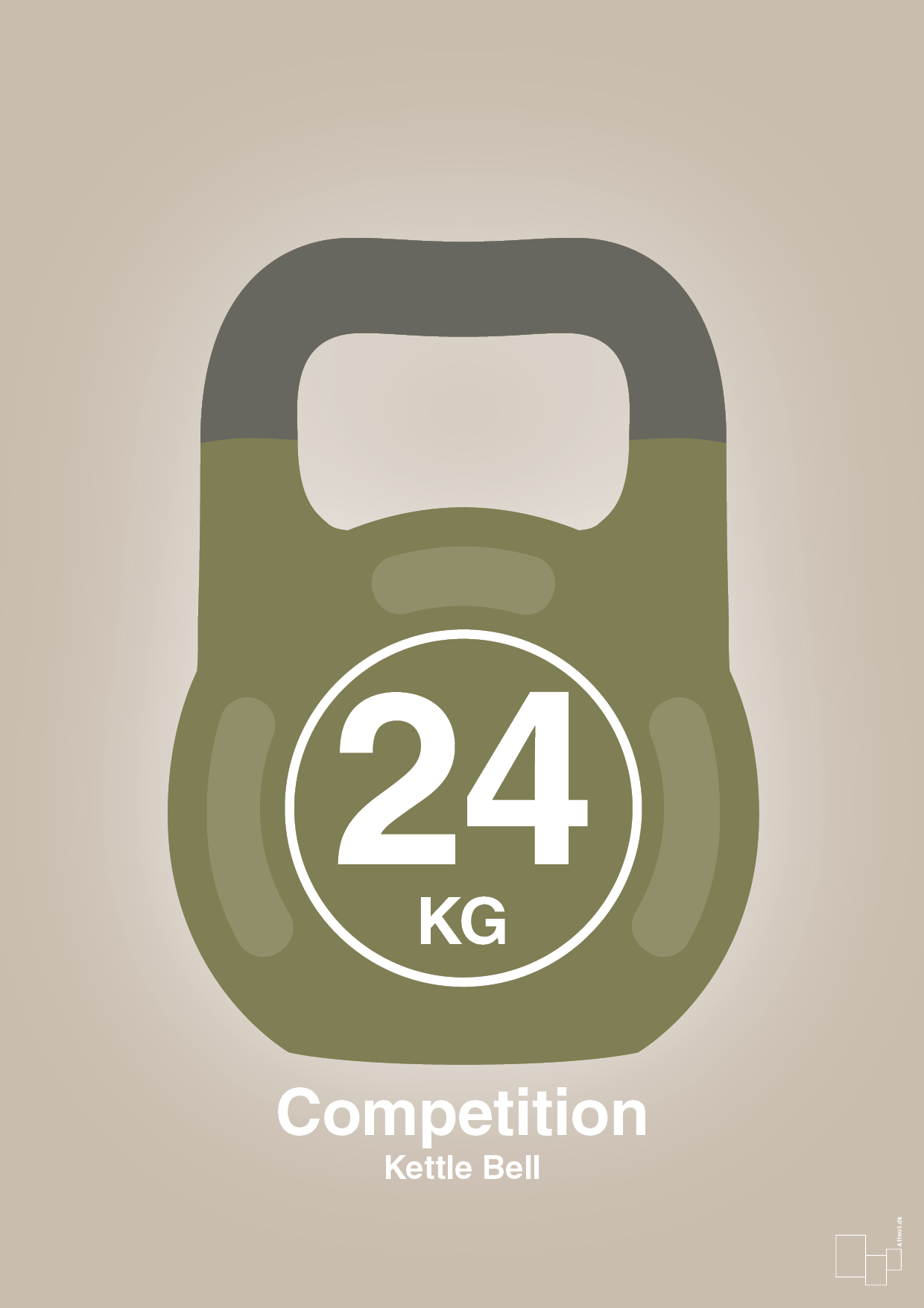 kettle bell 24 kg - competition color - Plakat med Grafik i Creamy Mushroom