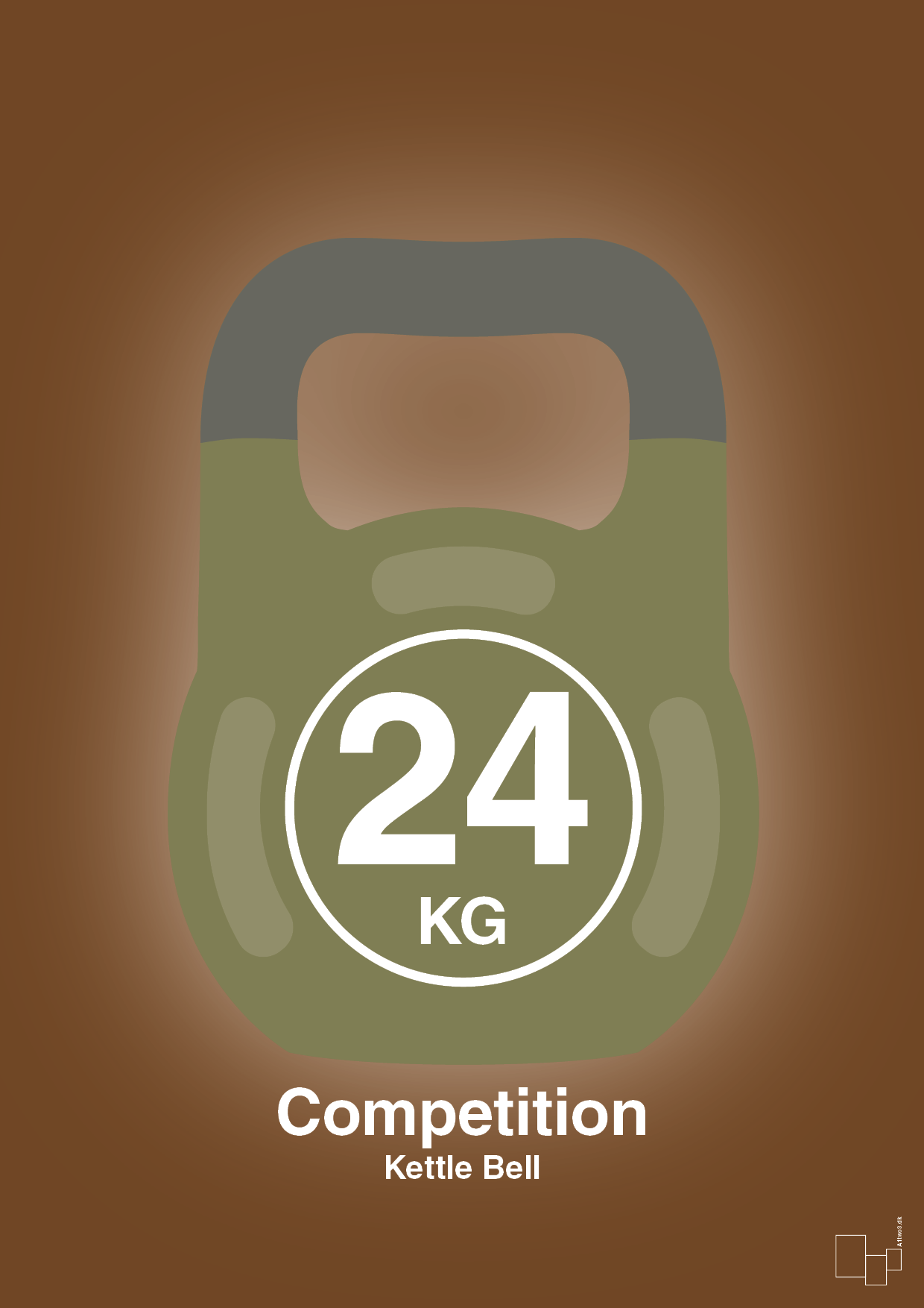 kettle bell 24 kg - competition color - Plakat med Grafik i Dark Brown
