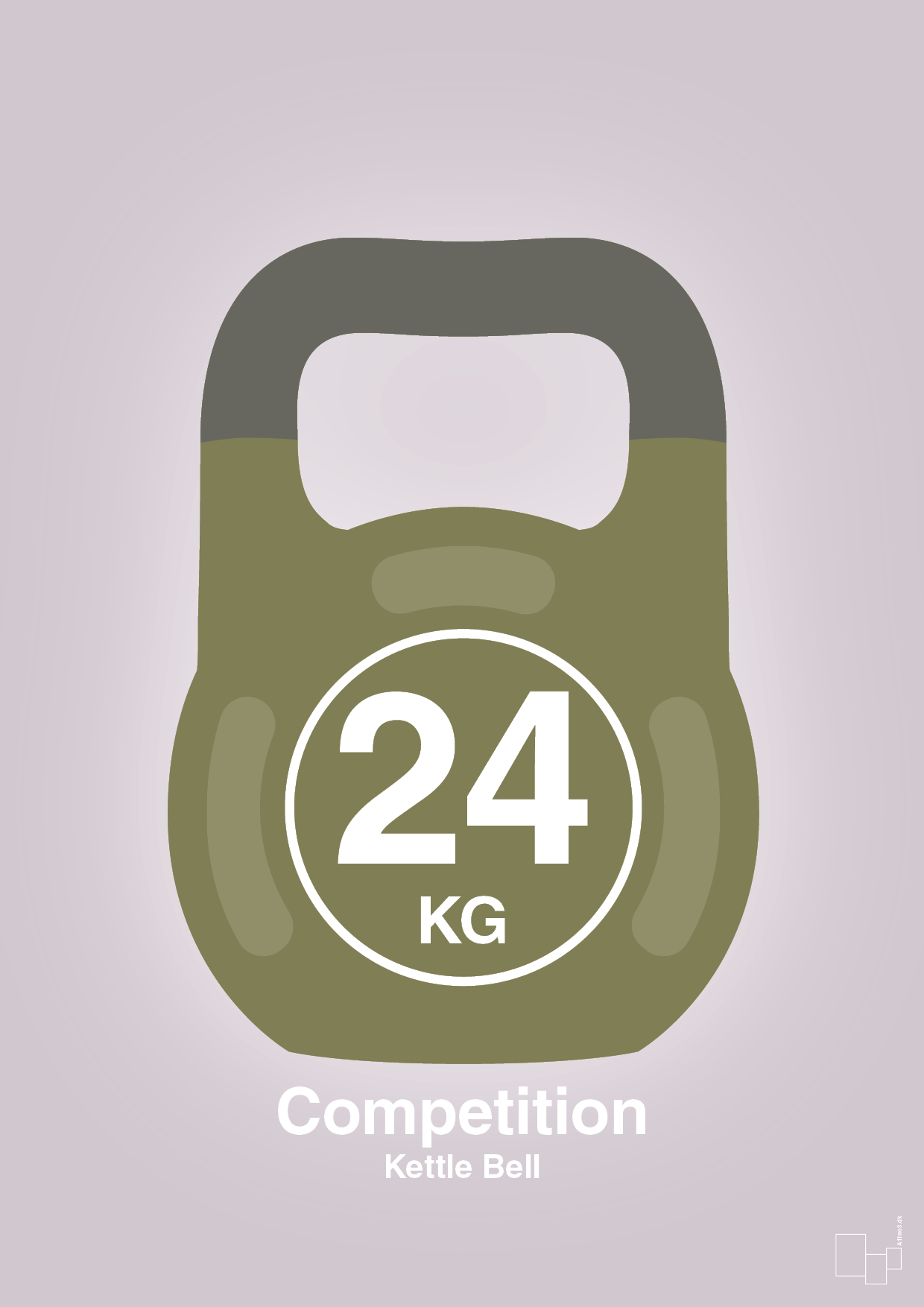 kettle bell 24 kg - competition color - Plakat med Grafik i Dusty Lilac