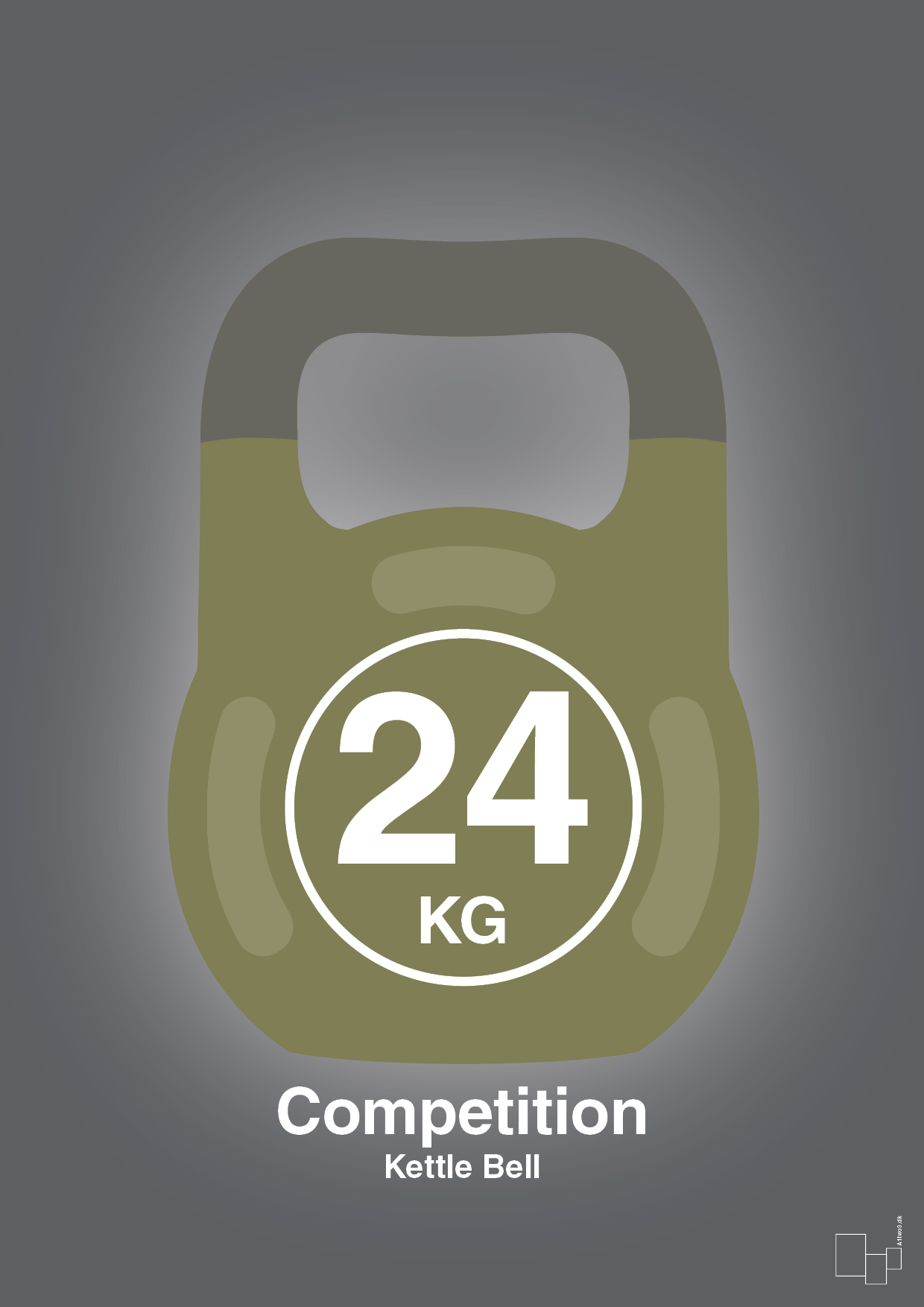 kettle bell 24 kg - competition color - Plakat med Grafik i Graphic Charcoal