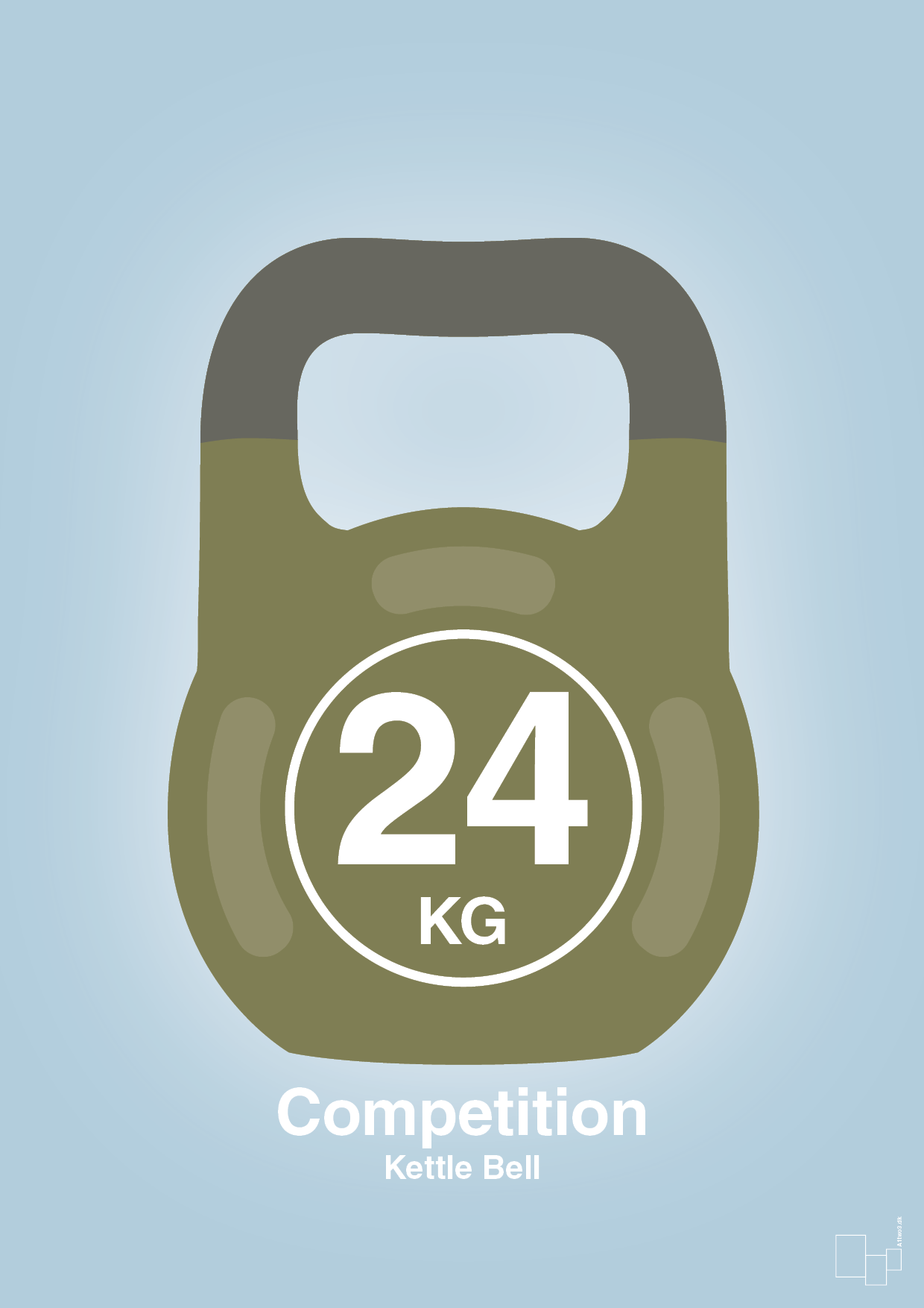 kettle bell 24 kg - competition color - Plakat med Grafik i Heavenly Blue