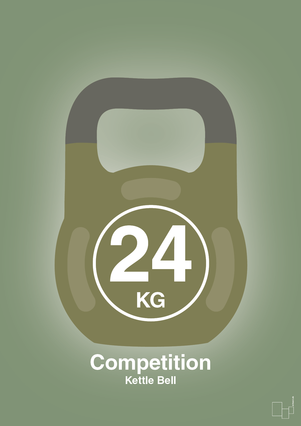 kettle bell 24 kg - competition color - Plakat med Grafik i Jade
