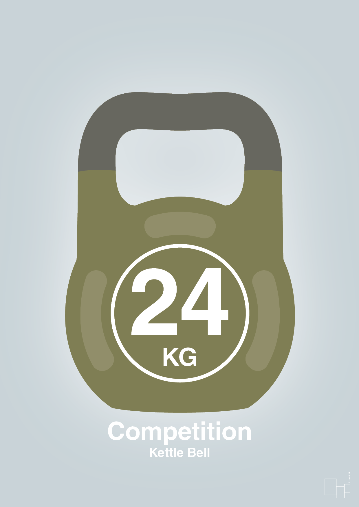 kettle bell 24 kg - competition color - Plakat med Grafik i Light Drizzle